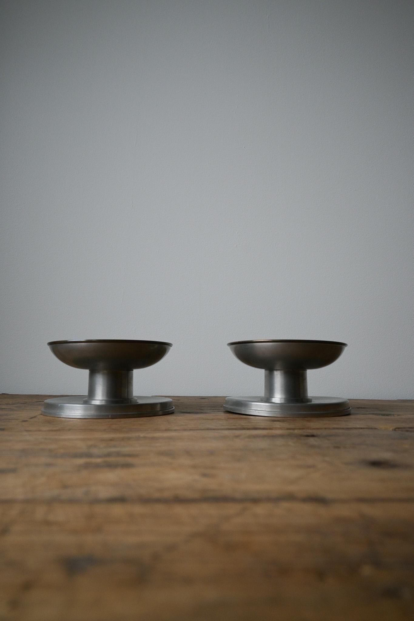 20th Century A set of two Swedish Tenn Candlestick Holders by GAB ca 1930-40 For Sale