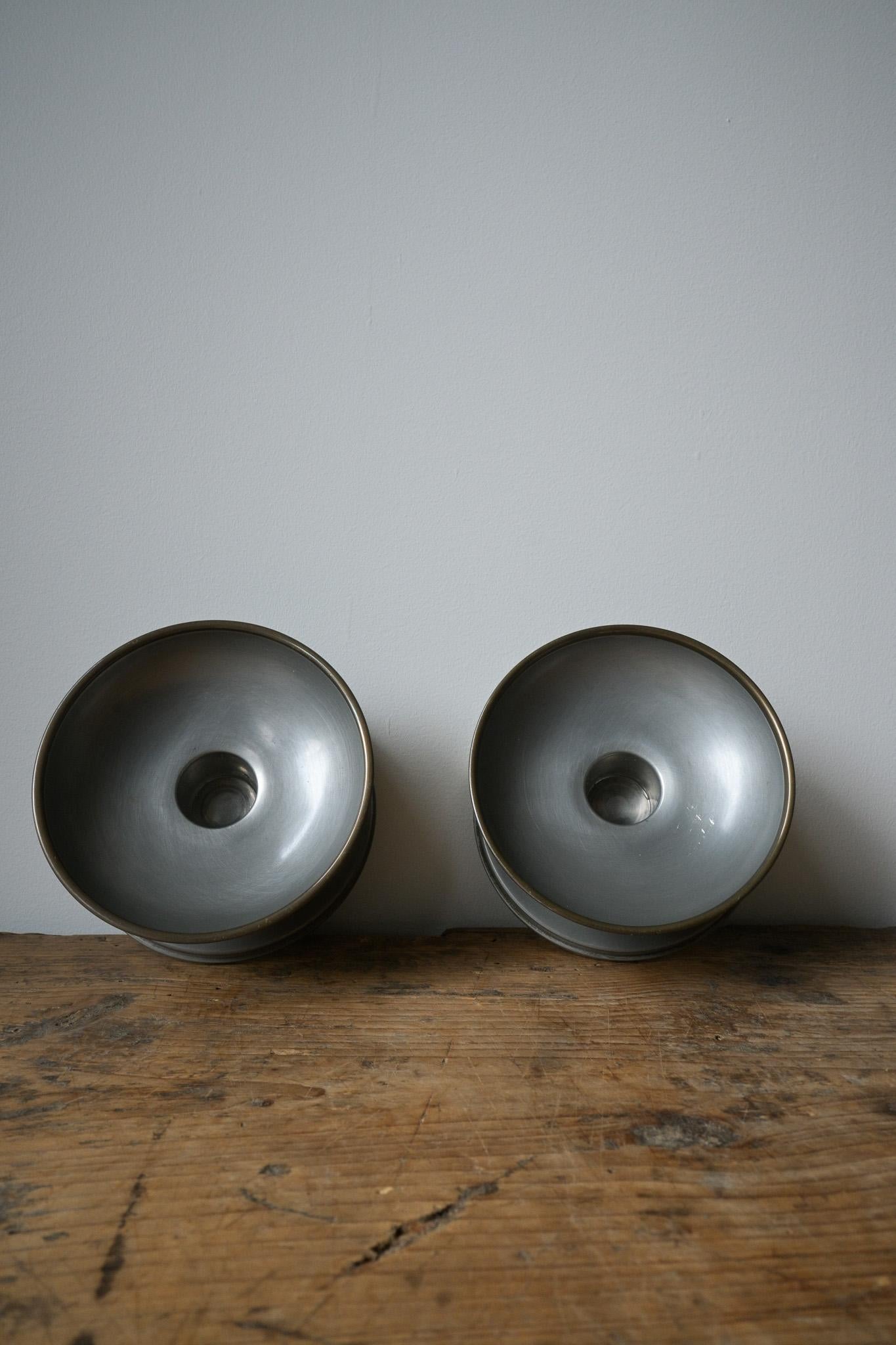 A set of two Swedish Tenn Candlestick Holders by GAB ca 1930-40 For Sale 3