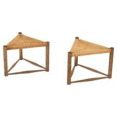 Set of Two Triangle Shaped Stools Attr. Charlotte Perriand, France, 1950s