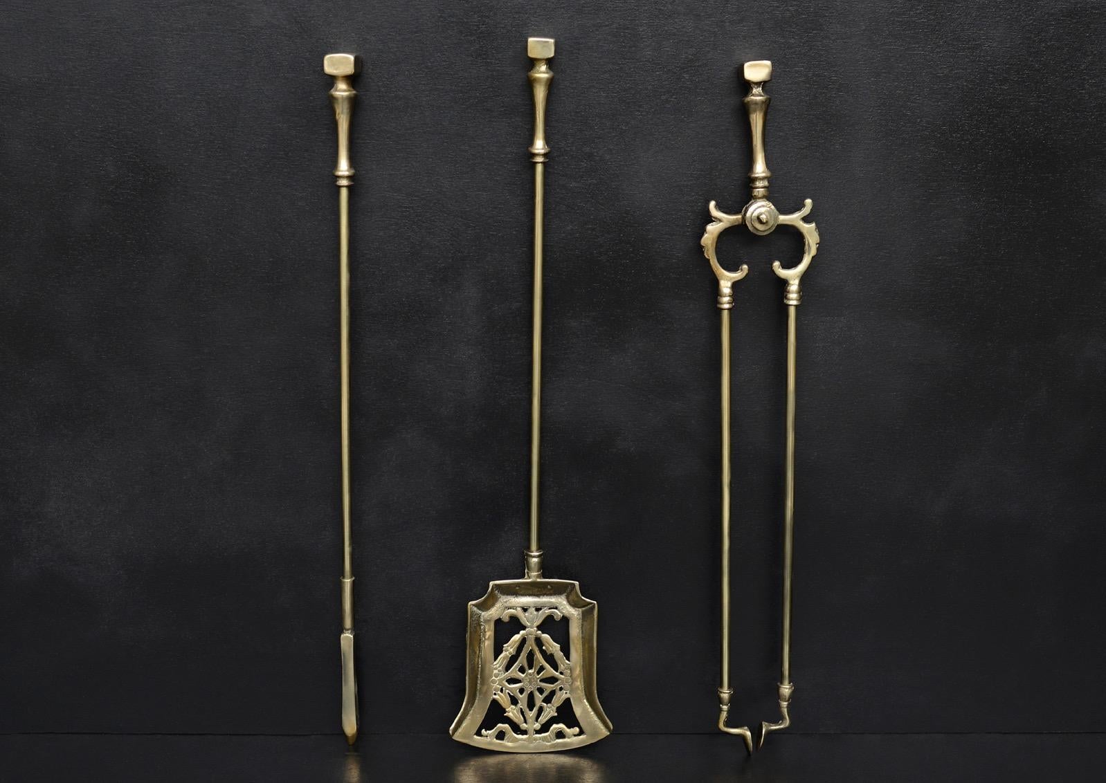A set of Victorian brass fire tools with pierced shovel. English, mid 19th century.

Stock No: FT512 £850 + VAT
Length: 660 mm 26