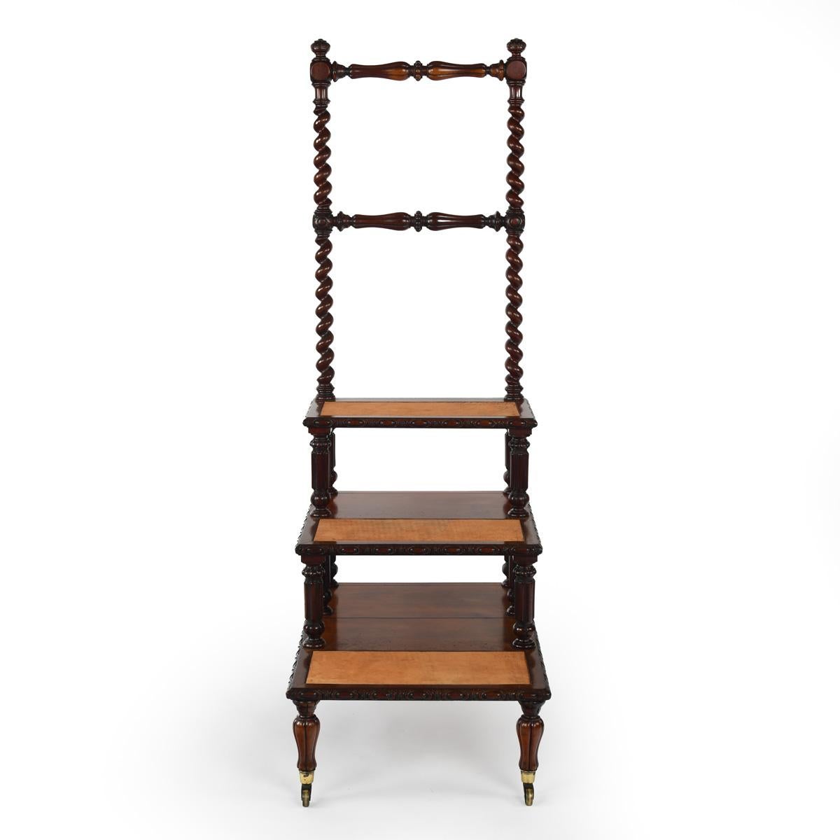 English A set of Victorian mahogany library steps For Sale