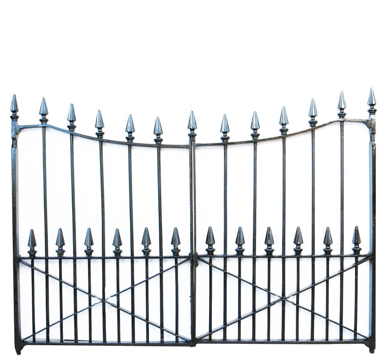 A pair of heavy gauge iron gates, salvaged from a house in Burford.