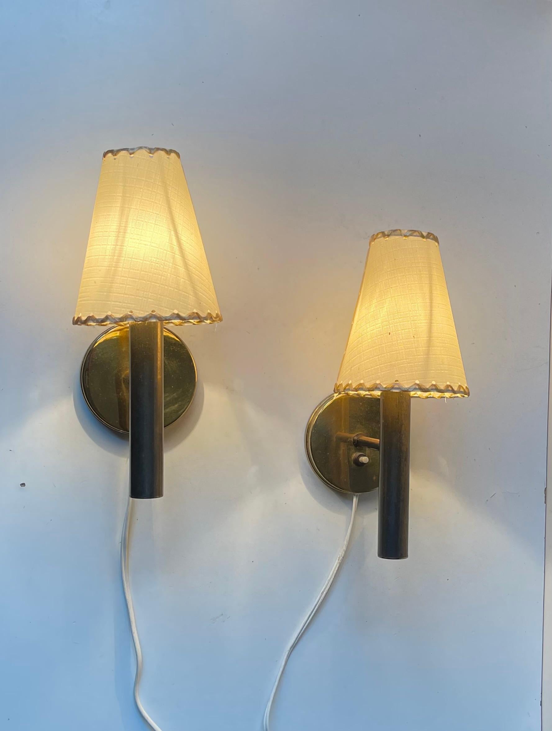 Scandinavian Modern A Set of Vintage Danish Brass Wall Lamps by Svend Mejlstrøm, 1970s