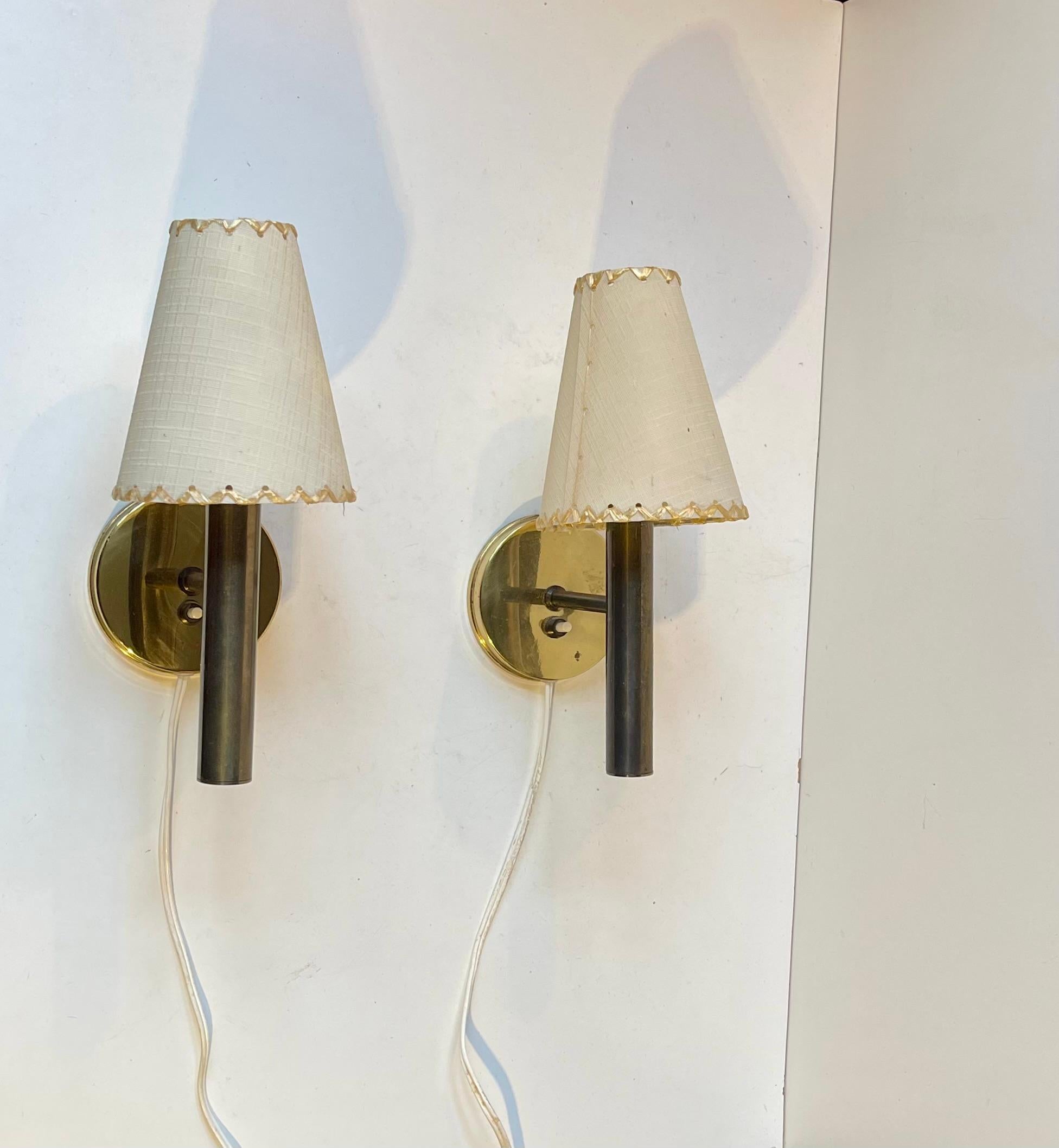 Mid-20th Century A Set of Vintage Danish Brass Wall Lamps by Svend Mejlstrøm, 1970s