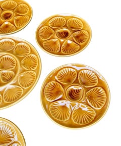 Set of Vintage French Majolica Oyster Plates and Master Platter