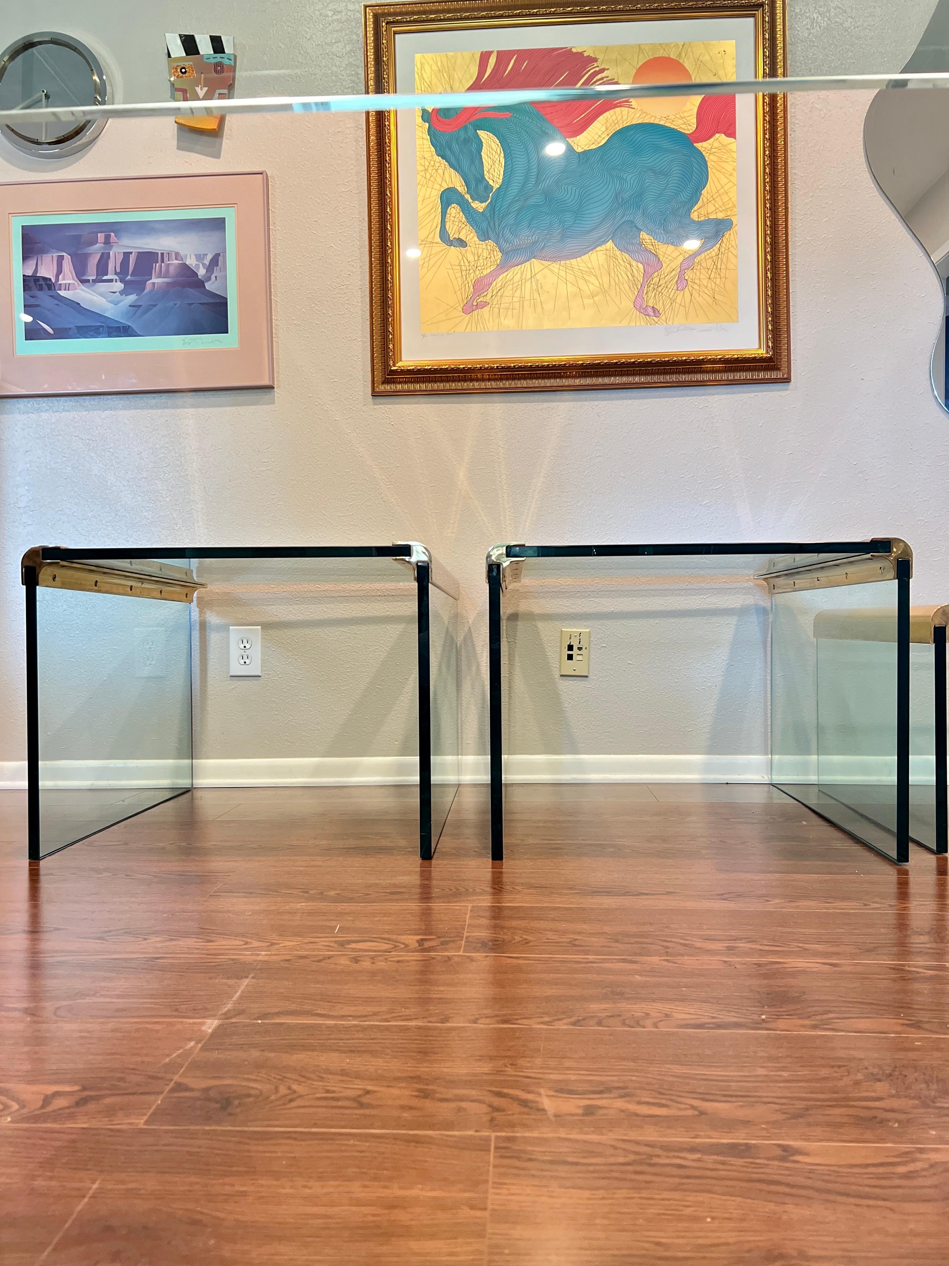 Set of Waterfall End Tables by Leon Rosen for Pace Collection, circa 1970s In Good Condition In Houston, TX