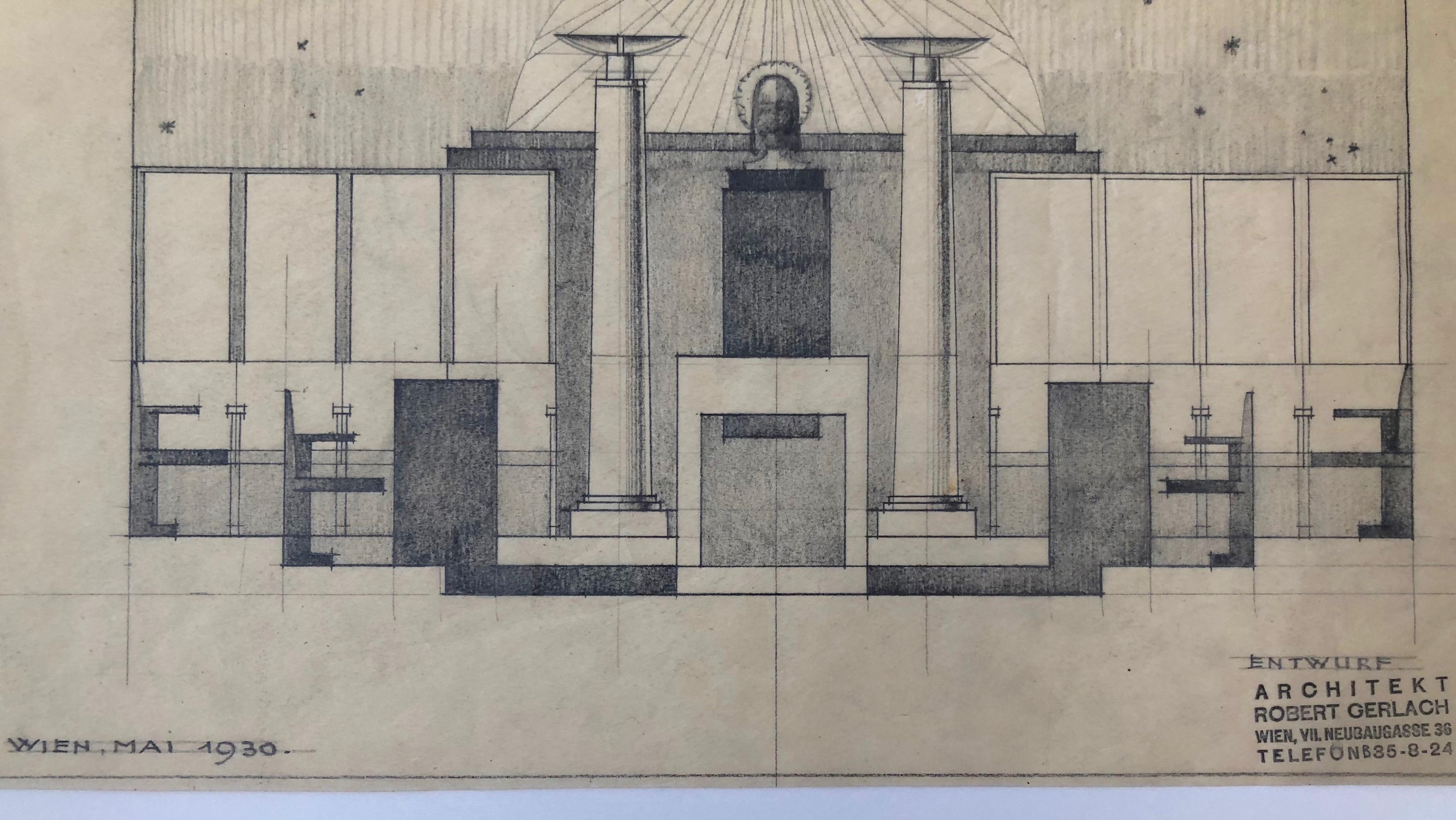 Set of Working Drawings, 1930, for a Free Masons Lodge, Schwind Gasse, Vienna For Sale 2