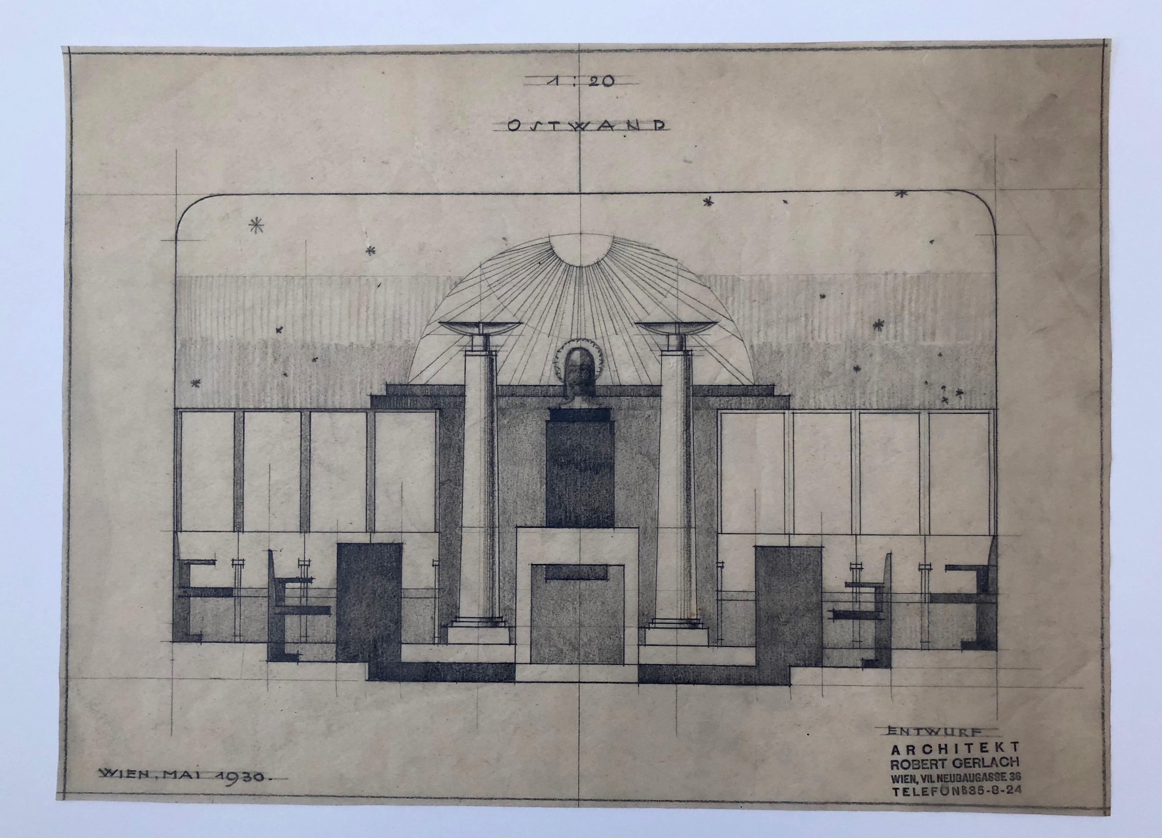 Set of Working Drawings, 1930, for a Free Masons Lodge, Schwind Gasse, Vienna For Sale 6