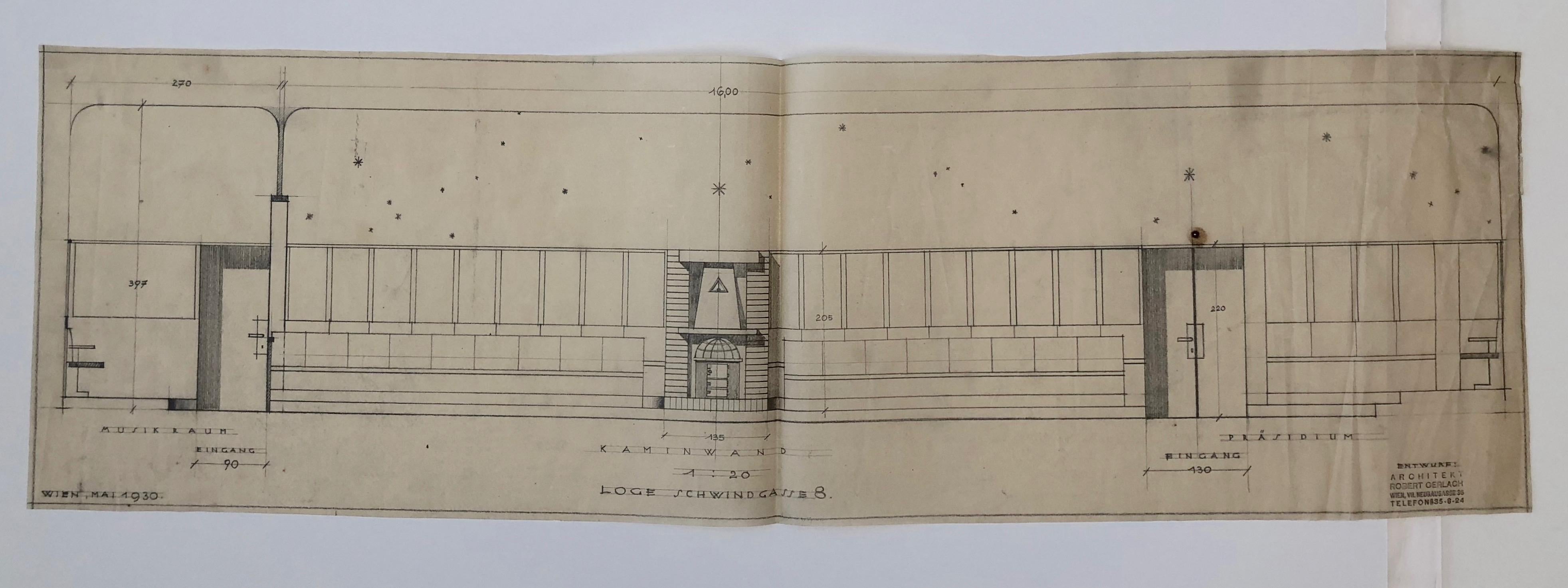 Set of Working Drawings, 1930, for a Free Masons Lodge, Schwind Gasse, Vienna For Sale 7