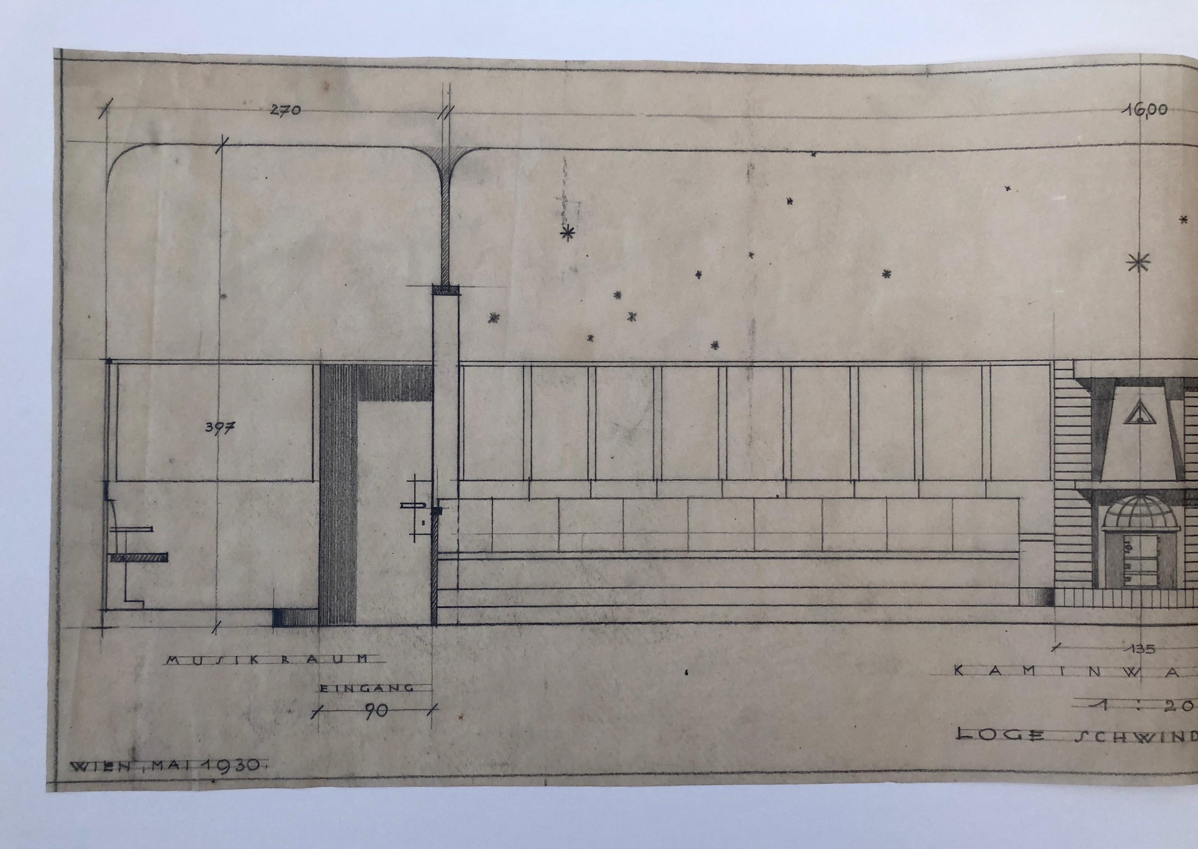 Satz von Arbeitszeichnungen, 1930, für eine Freimaurerloge, Schwind Gasse, Wien im Angebot 6