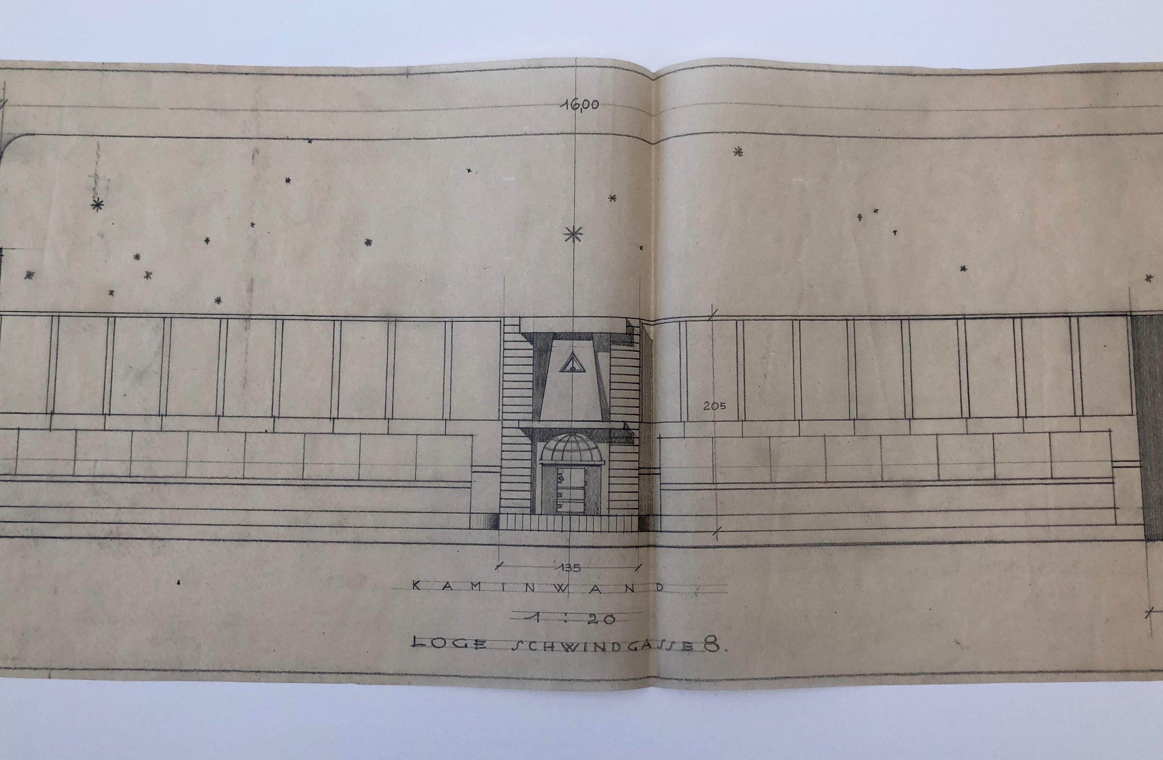 Satz von Arbeitszeichnungen, 1930, für eine Freimaurerloge, Schwind Gasse, Wien im Angebot 7