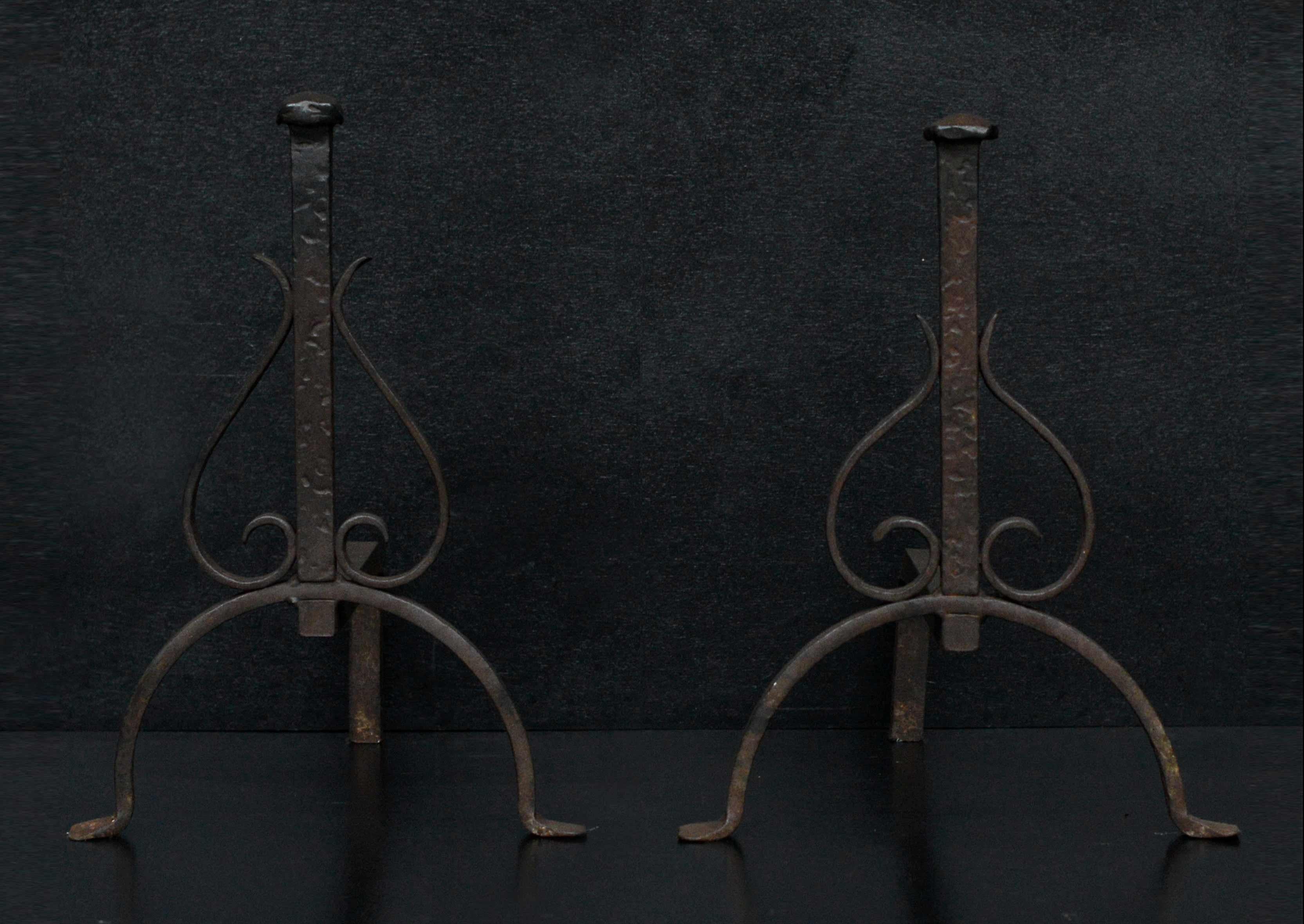 French Set of Wrought Iron Firedgos For Sale
