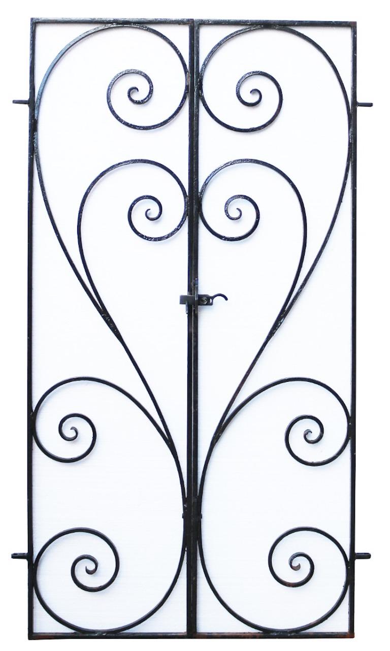 A pair of good quality wrought iron gates with flowing scroll design. Reclaimed from a property in Surrey.

Additional Dimensions:
Width 89 cm excluding hinges (for an opening of 103.5 cm including hinges)
