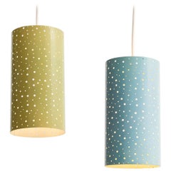 Set Perforated Pendant Lamps, 1950s