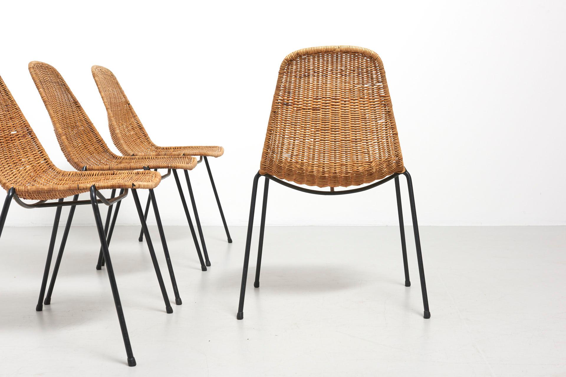 Set Rattan Dining Chairs, Gian Franco Legler 5