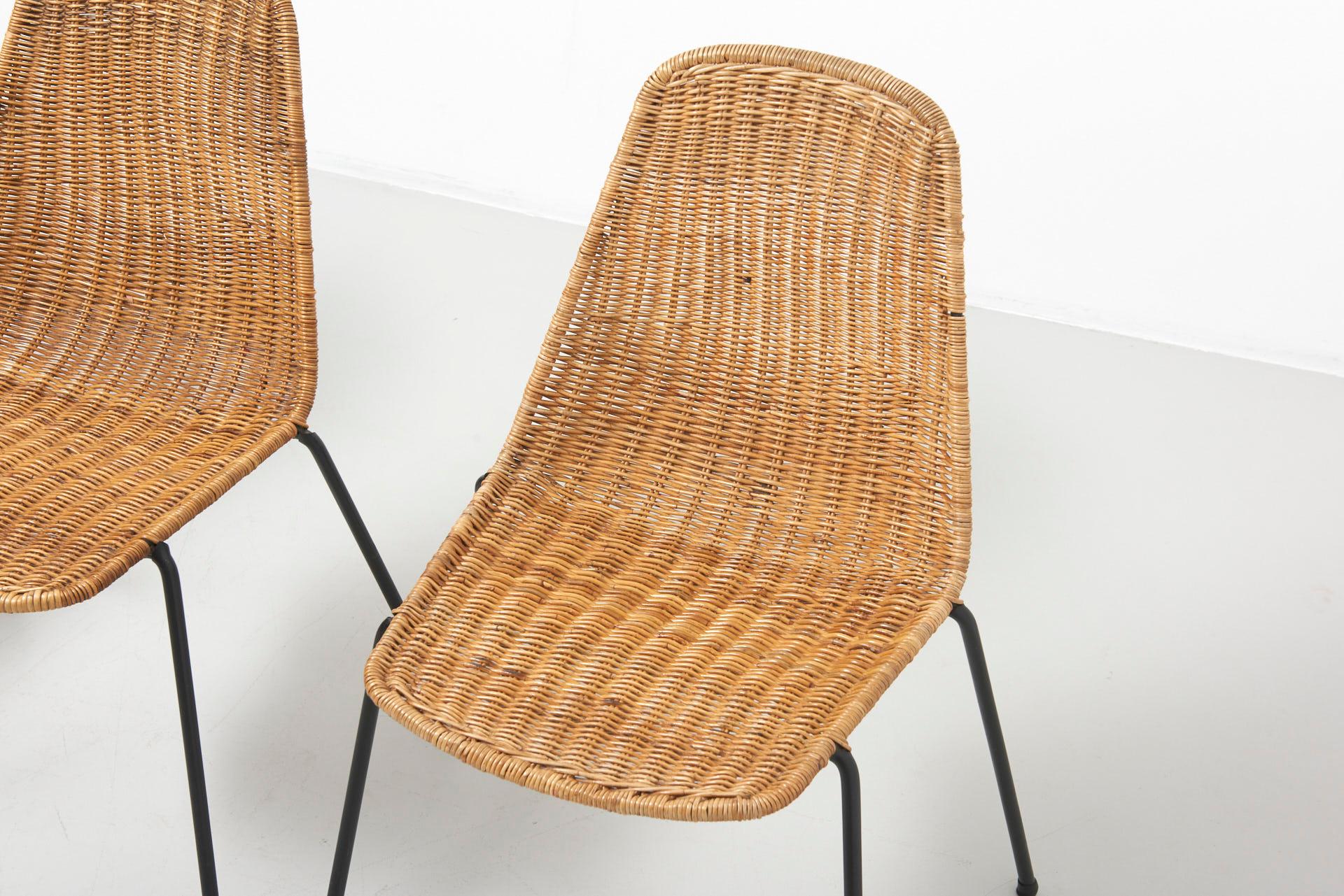 Set Rattan Dining Chairs, Gian Franco Legler 1