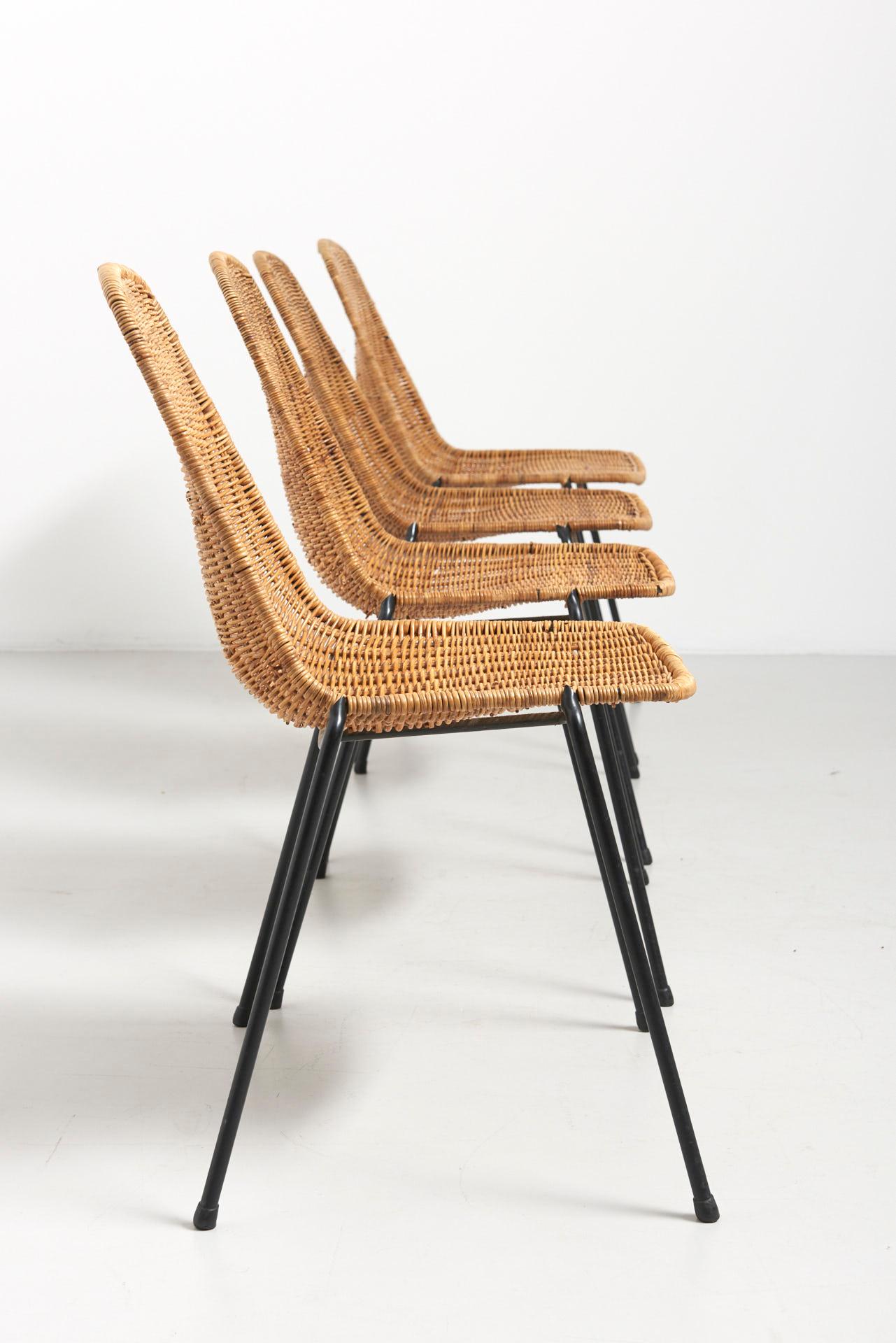 Set Rattan Dining Chairs, Gian Franco Legler 2
