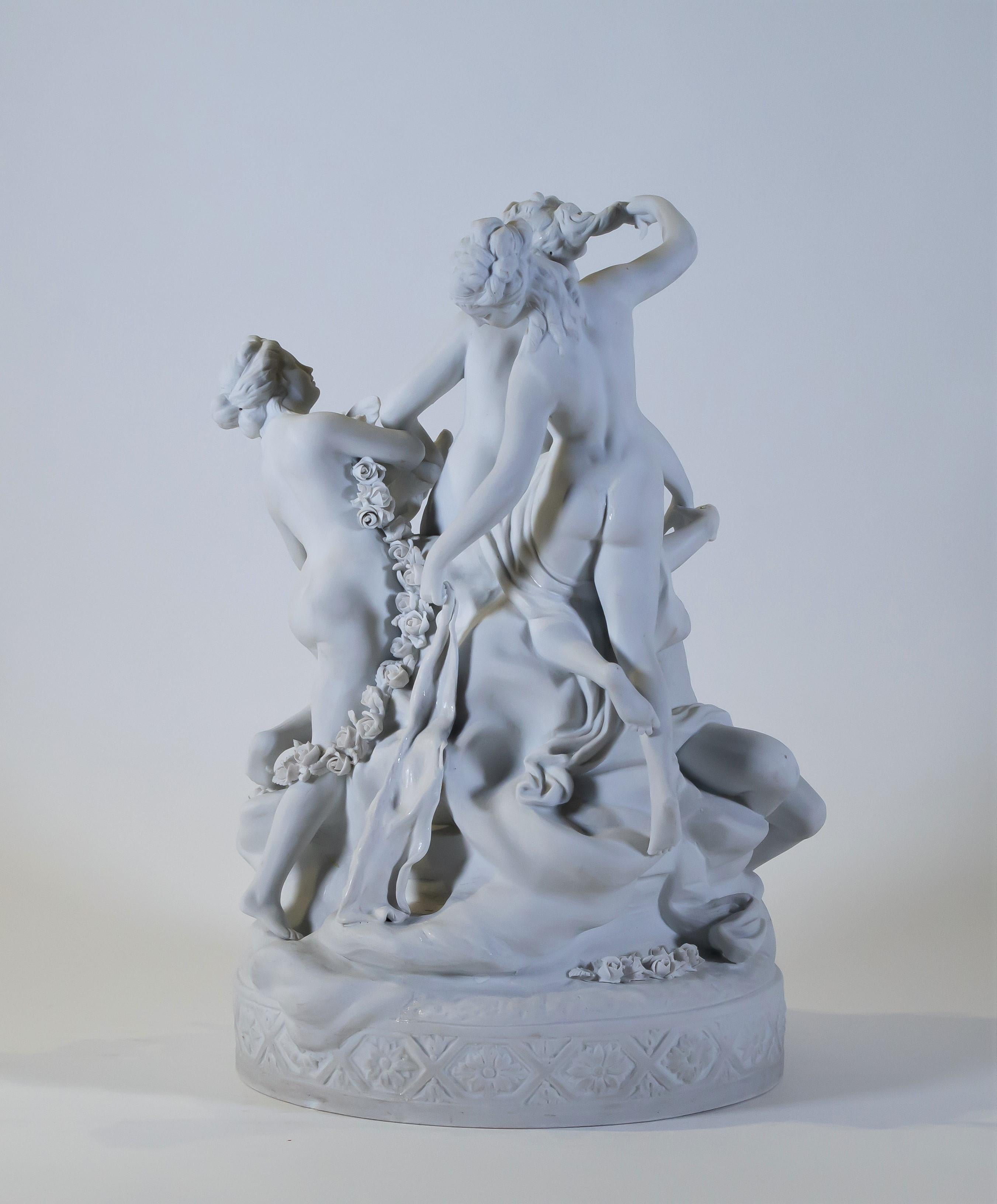 Louis XVI Sevres Bisque Porcelain Neoclassical Grouping of a Maiden and Her Attendants For Sale