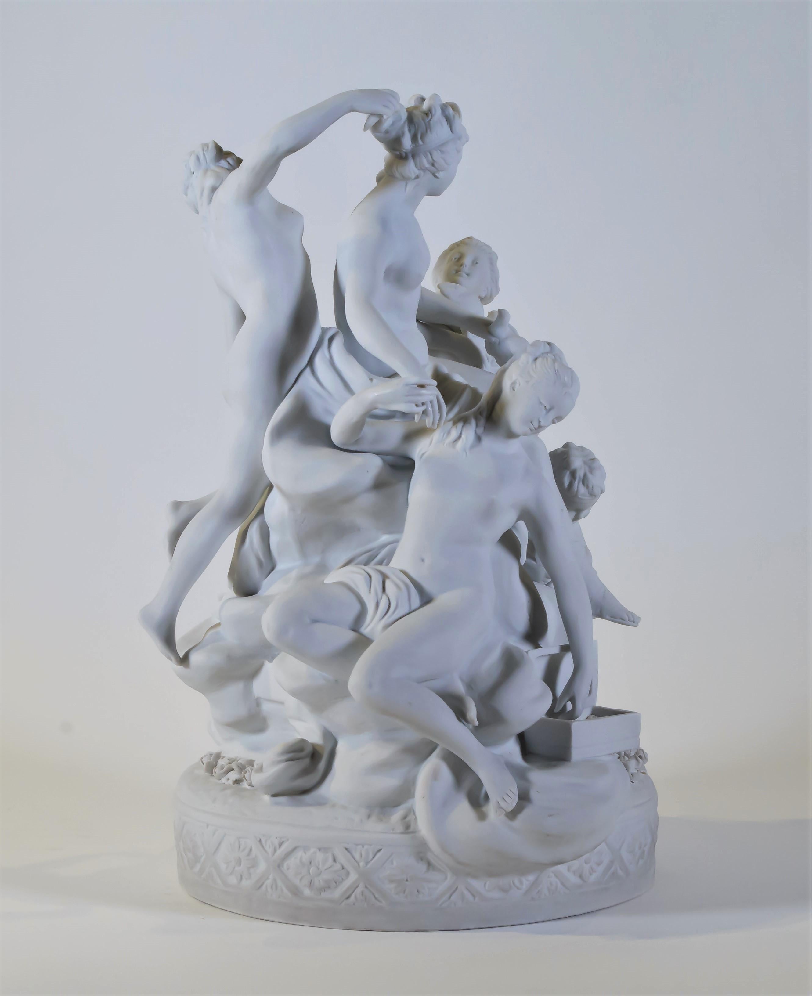 Neoklassizistische Sevres-Porzellangruppe einer Jungfrau und ihrer Begleiter aus Biskuit (Französisch) im Angebot