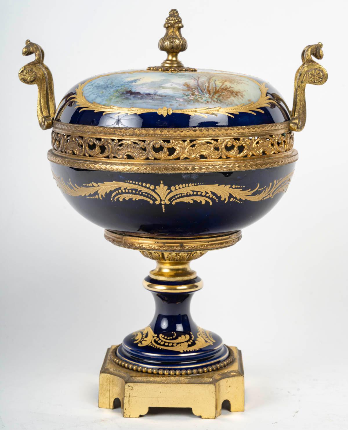 Napoleone III Bonbonnière di Sèvres in porcellana e bronzo dorato, XIX secolo. in vendita