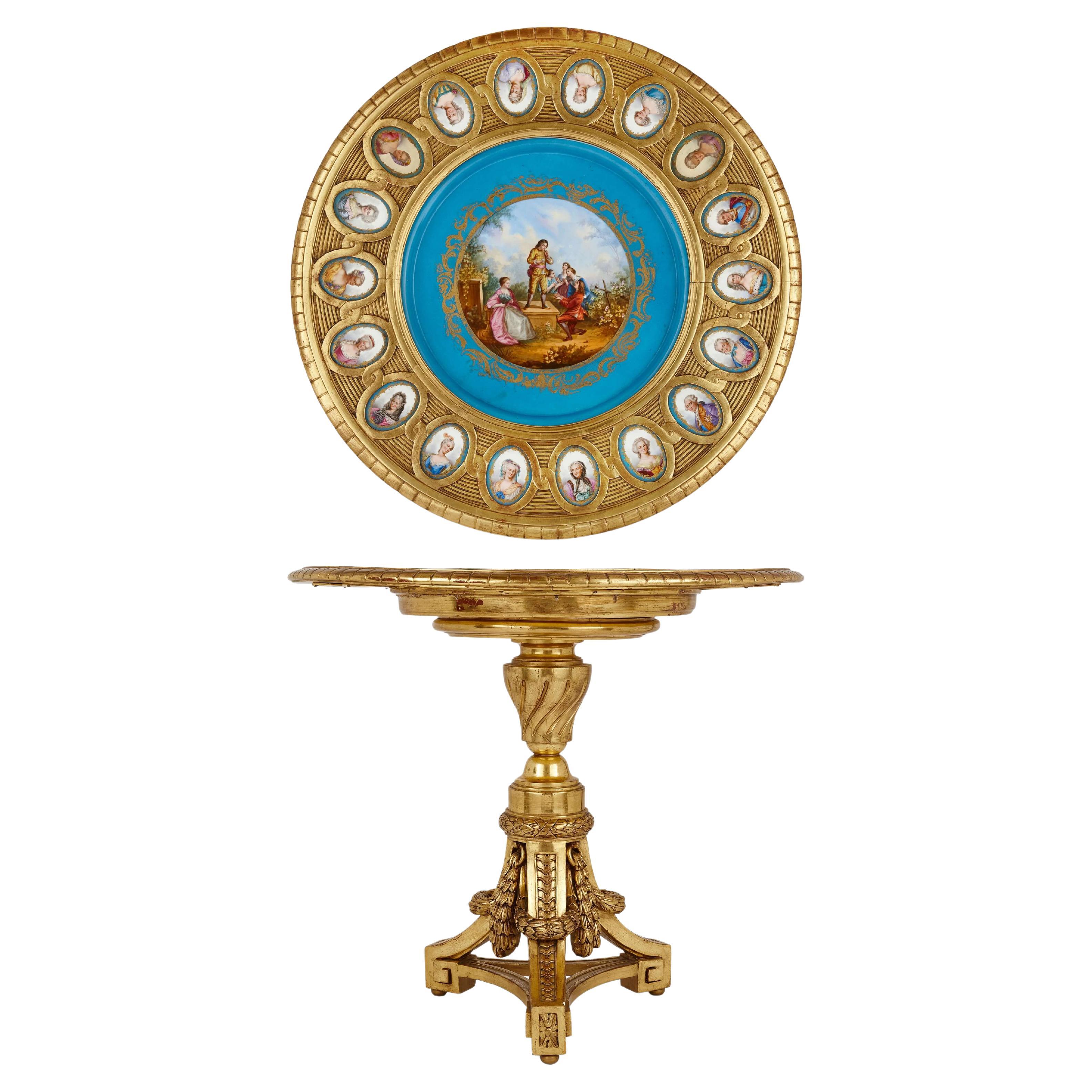 Sevres Style Giltwood and Porcelain Mounted Guéridon