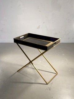 A SHABBY-CHIC Lucite & Brass SIDE TABLE & PLATE, possibly JANSEN, France 1970