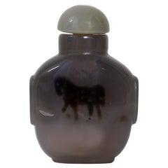 Antique A Shadow Agate 'Horse' Snuff Bottle Chinese, Qing Dynasty 19th Century,