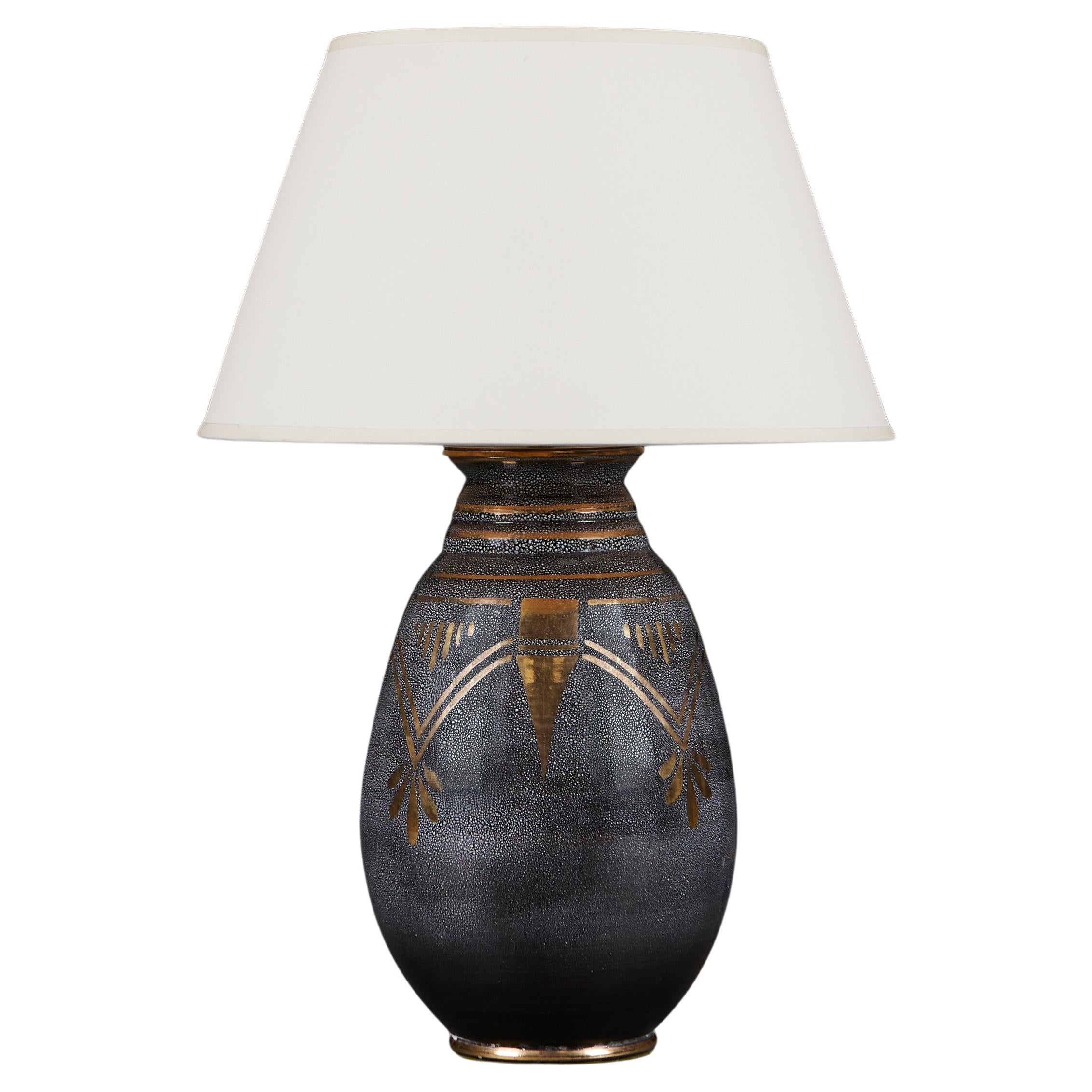 A Shagreen Glaze Art Deco Lamp For Sale