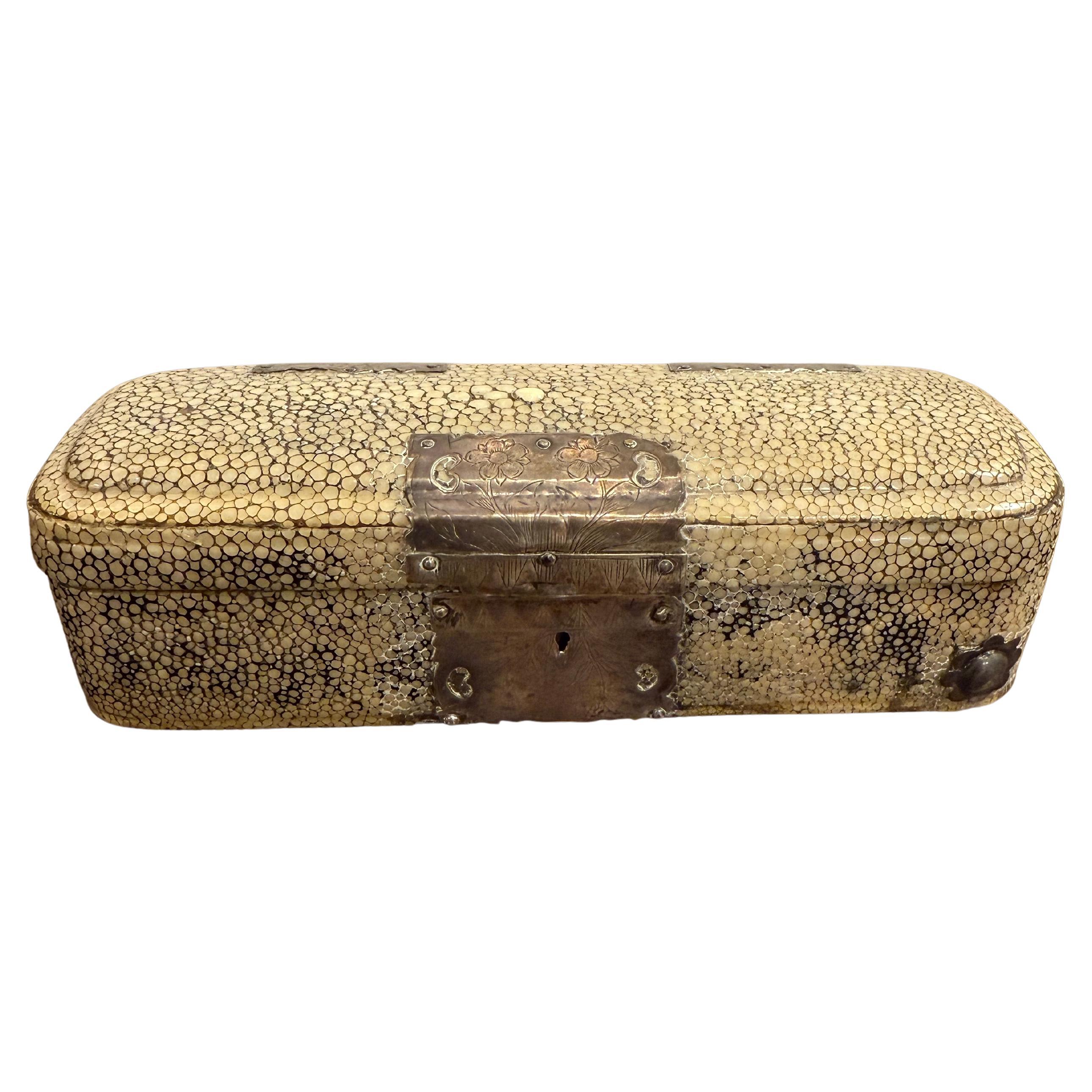 A Shagreen Lidded Jewelry Box, 18th Century