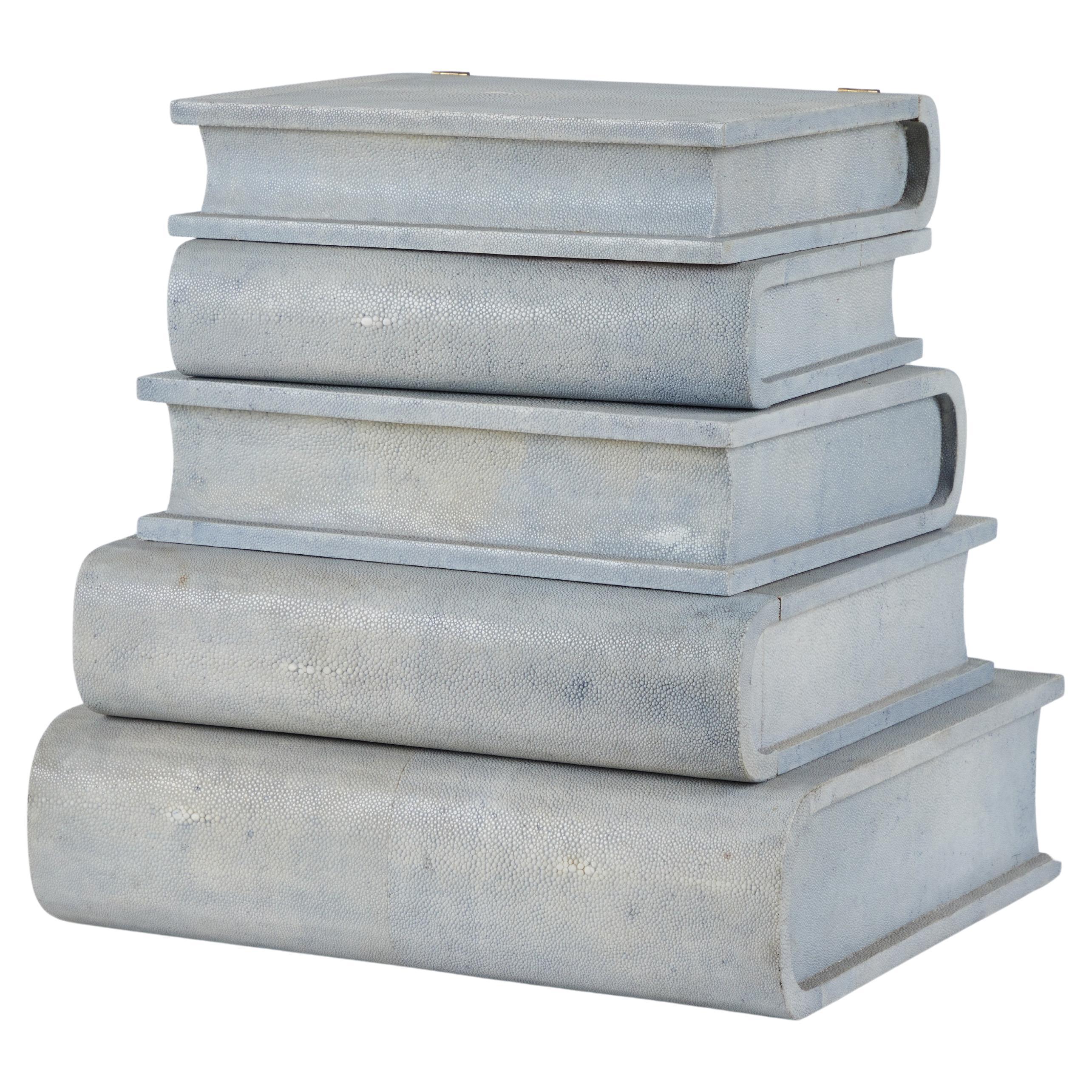 Beistelltisch „Stack of Books“ aus Chagrinlederfurnier, Maitland Smith, 1980er Jahre im Angebot