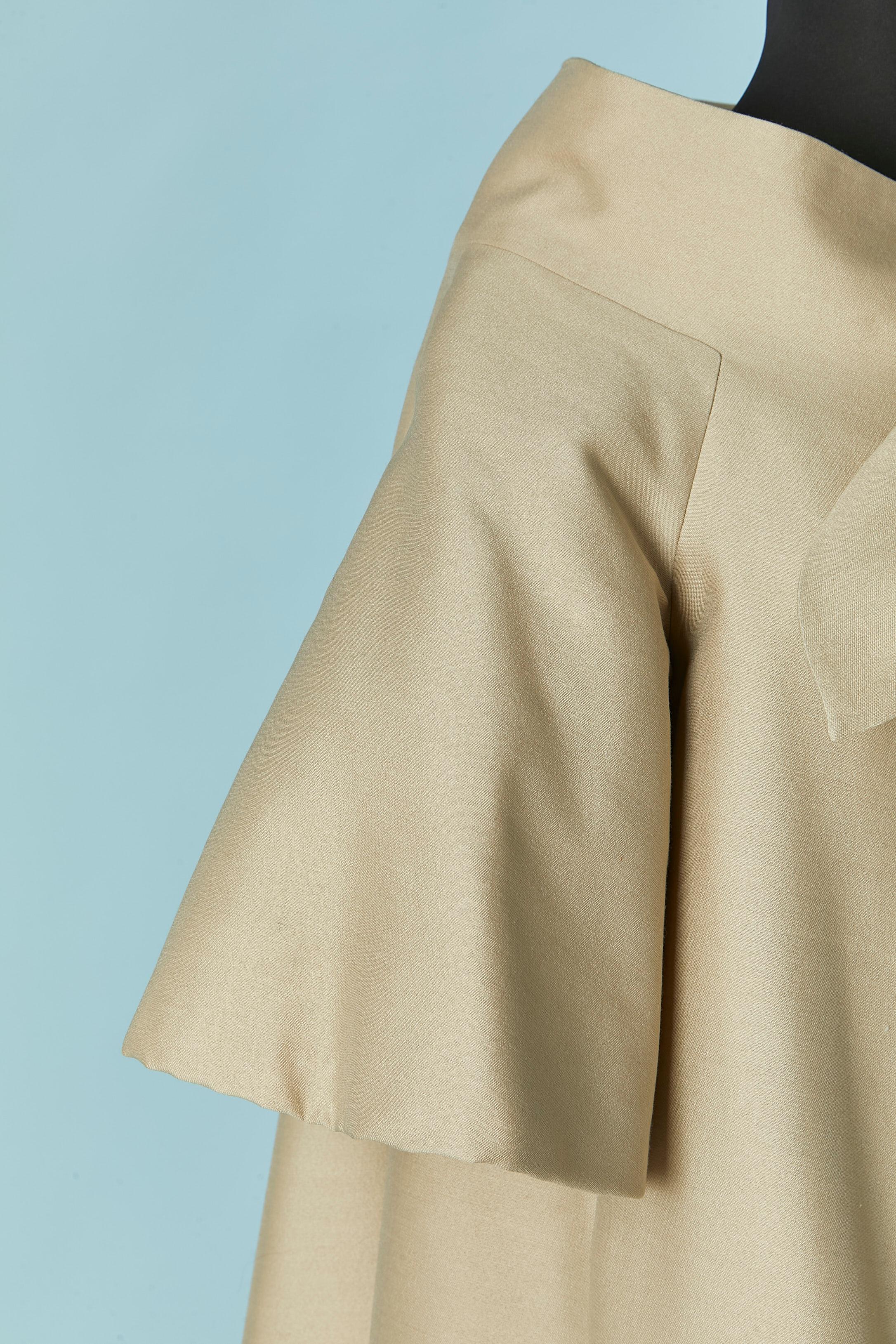 Beige A shape beige coat with bow on the top middle front ADRIAN / PAULINE TRIGERE For Sale