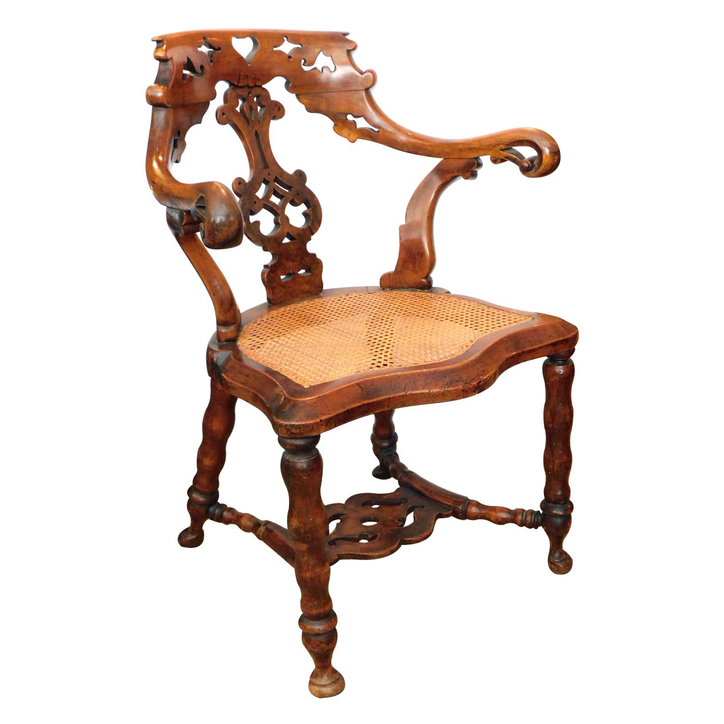 A Shapely English Yew Wood Captain's Chair