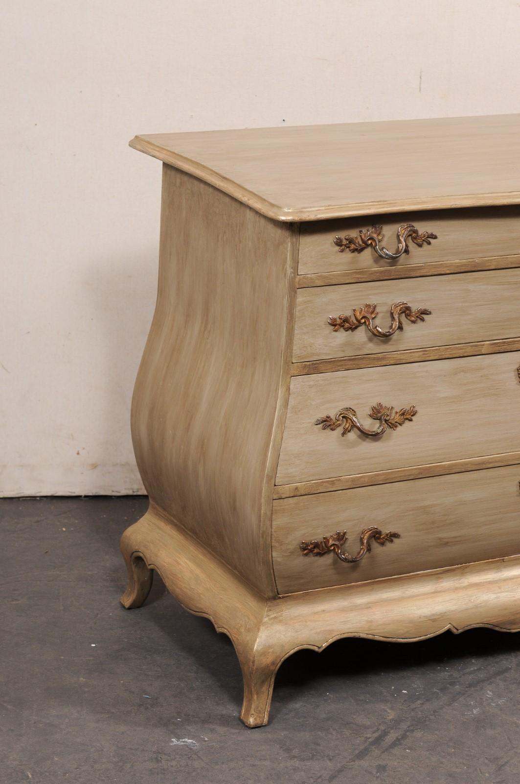 A Shapely French Bombé Commode w/Nice Rococo Hardware In Good Condition For Sale In Atlanta, GA