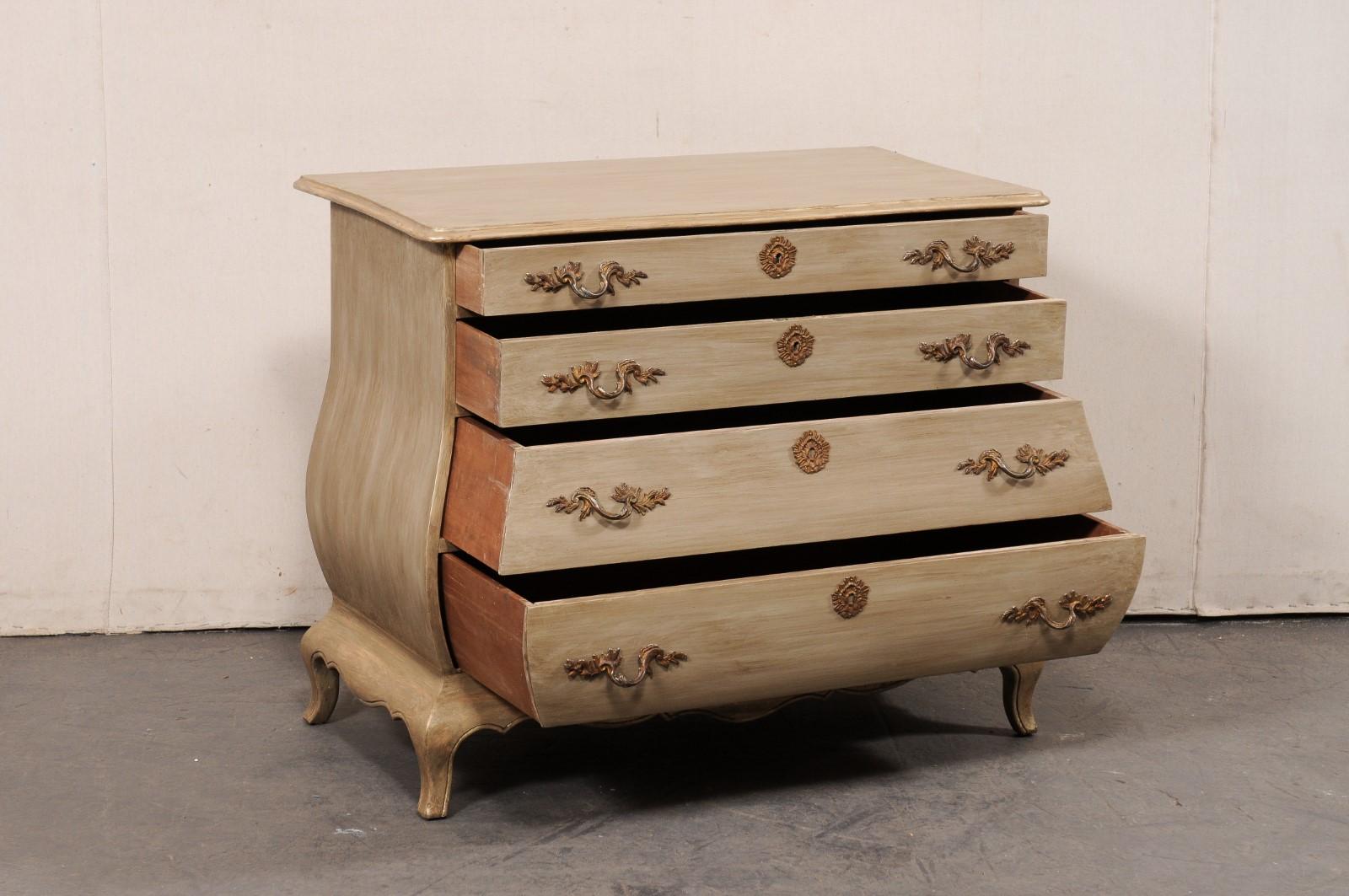 20th Century A Shapely French Bombé Commode w/Nice Rococo Hardware For Sale