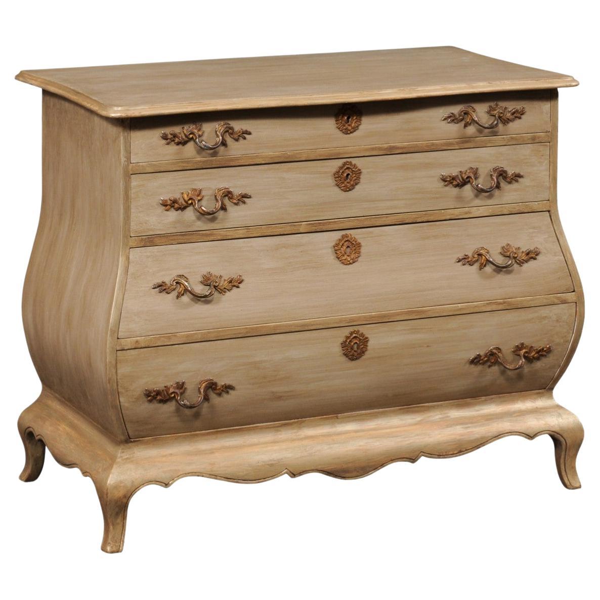 A Shapely French Bombé Commode w/Nice Rococo Hardware For Sale