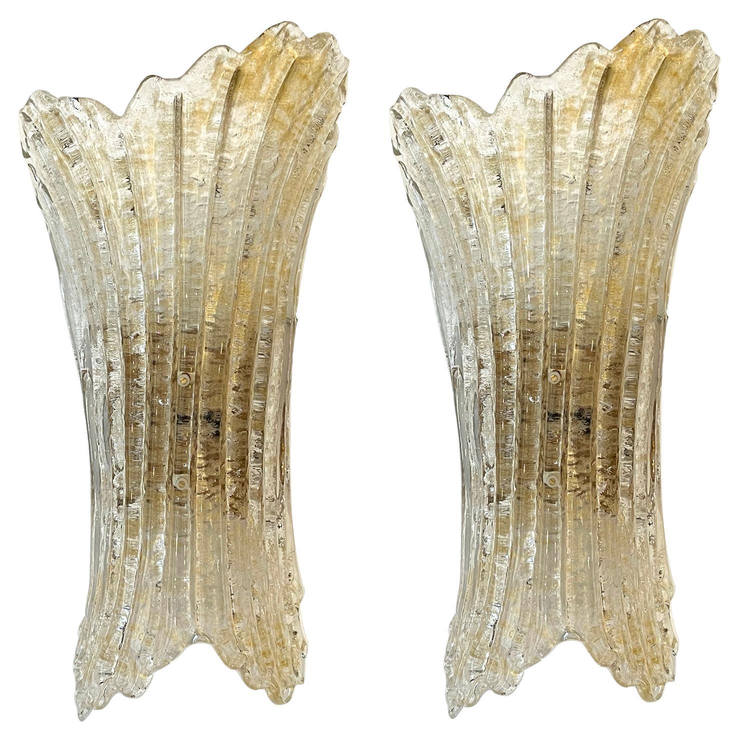 A Shapely Pair of Vintage Murano Glass 2-light Sconces 