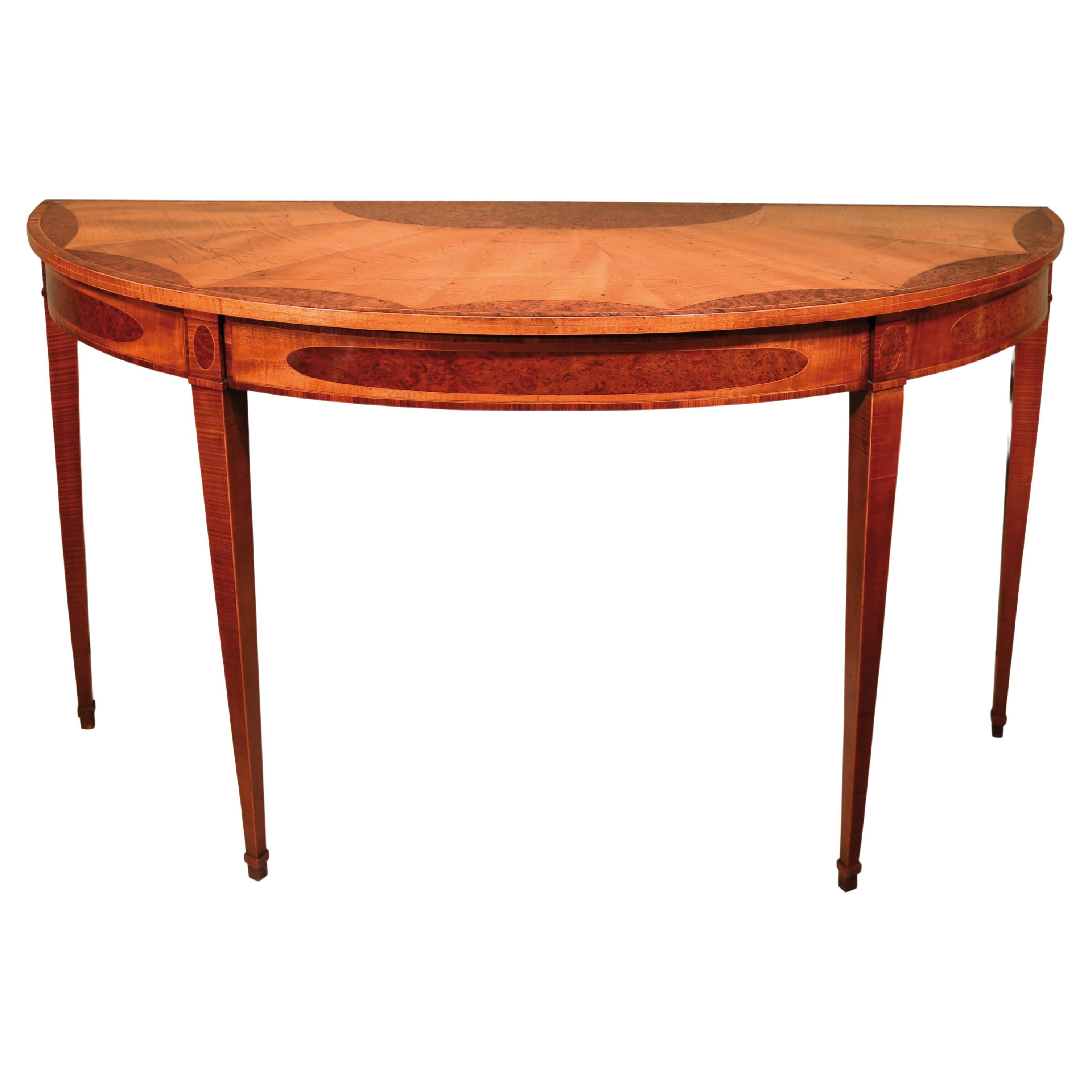 Sheraton Period Satinwood Demilune Console Table