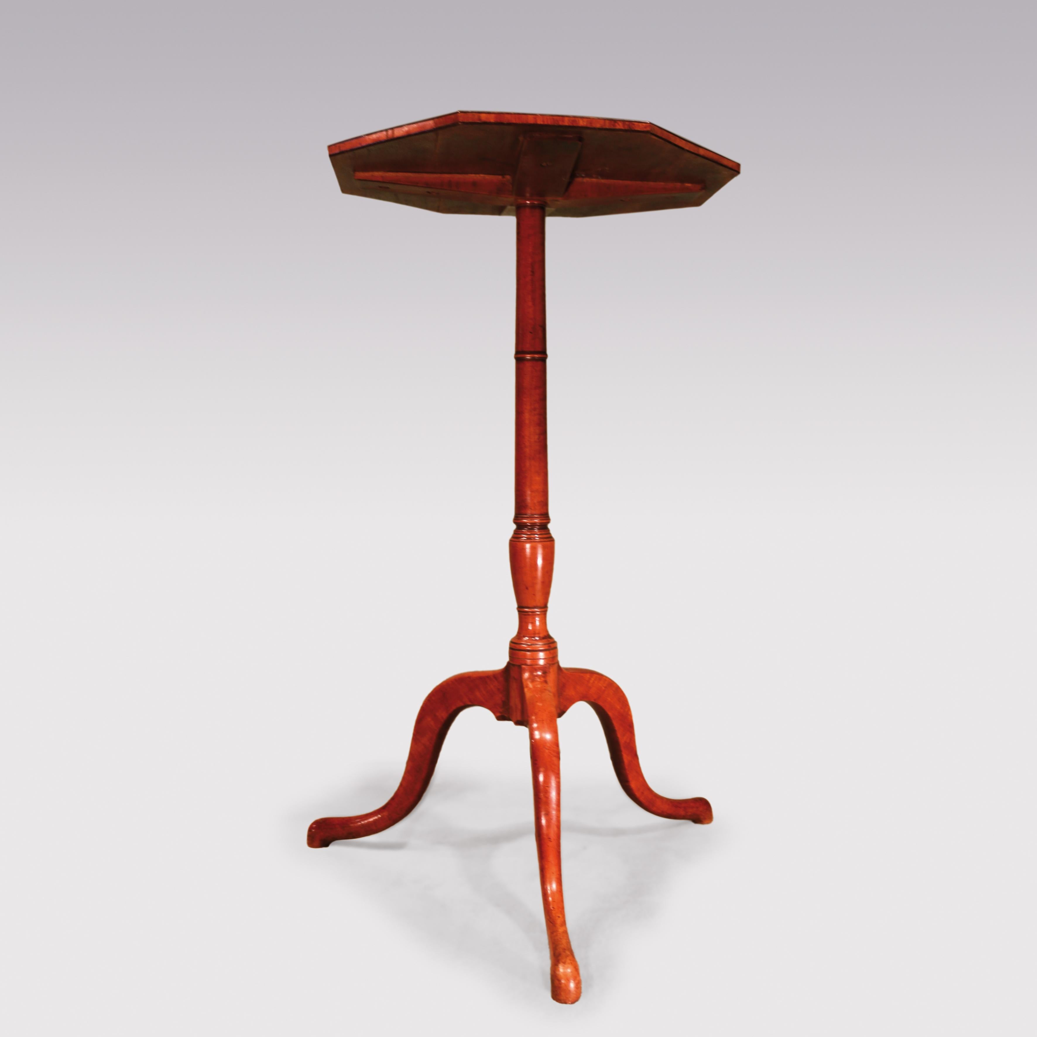 English Sheraton Period Satinwood Octagonal Occasional Table