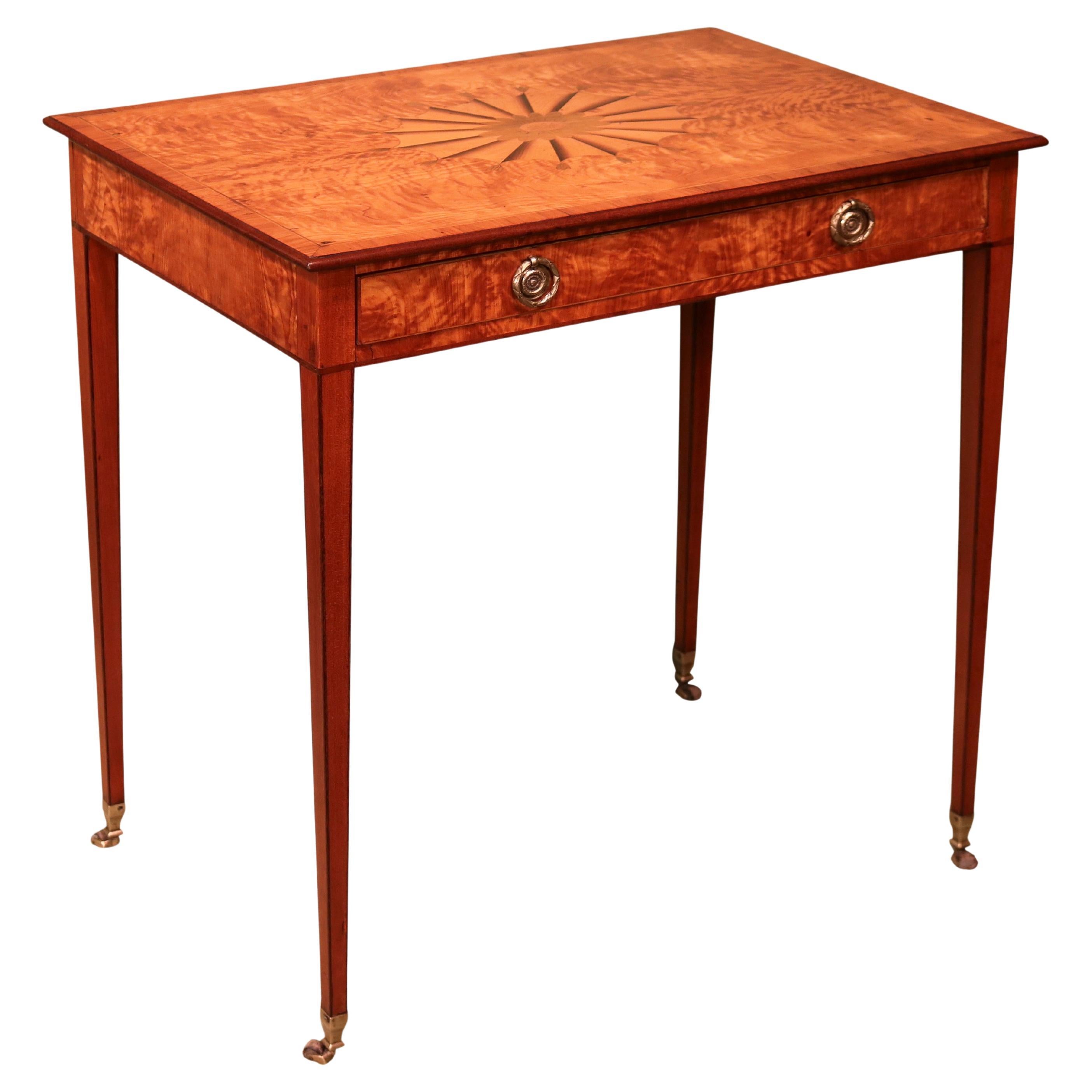 Sheraton Period Satinwood Side Table For Sale
