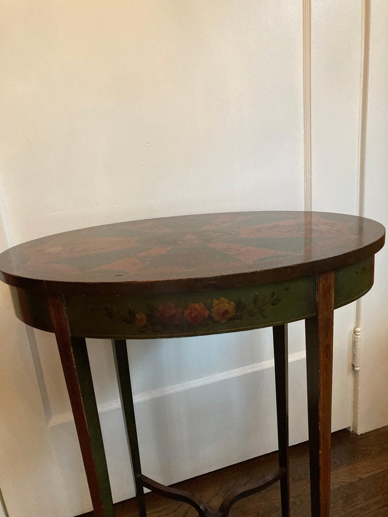 Sheraton Revival Oval Mahogany Side Table For Sale at 1stDibs