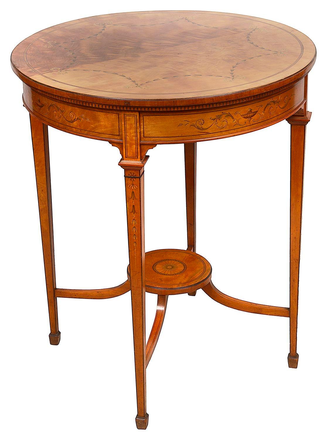 Sheraton Revival Satinwood Inlaid Side Table, 19th Century In Good Condition For Sale In Brighton, Sussex