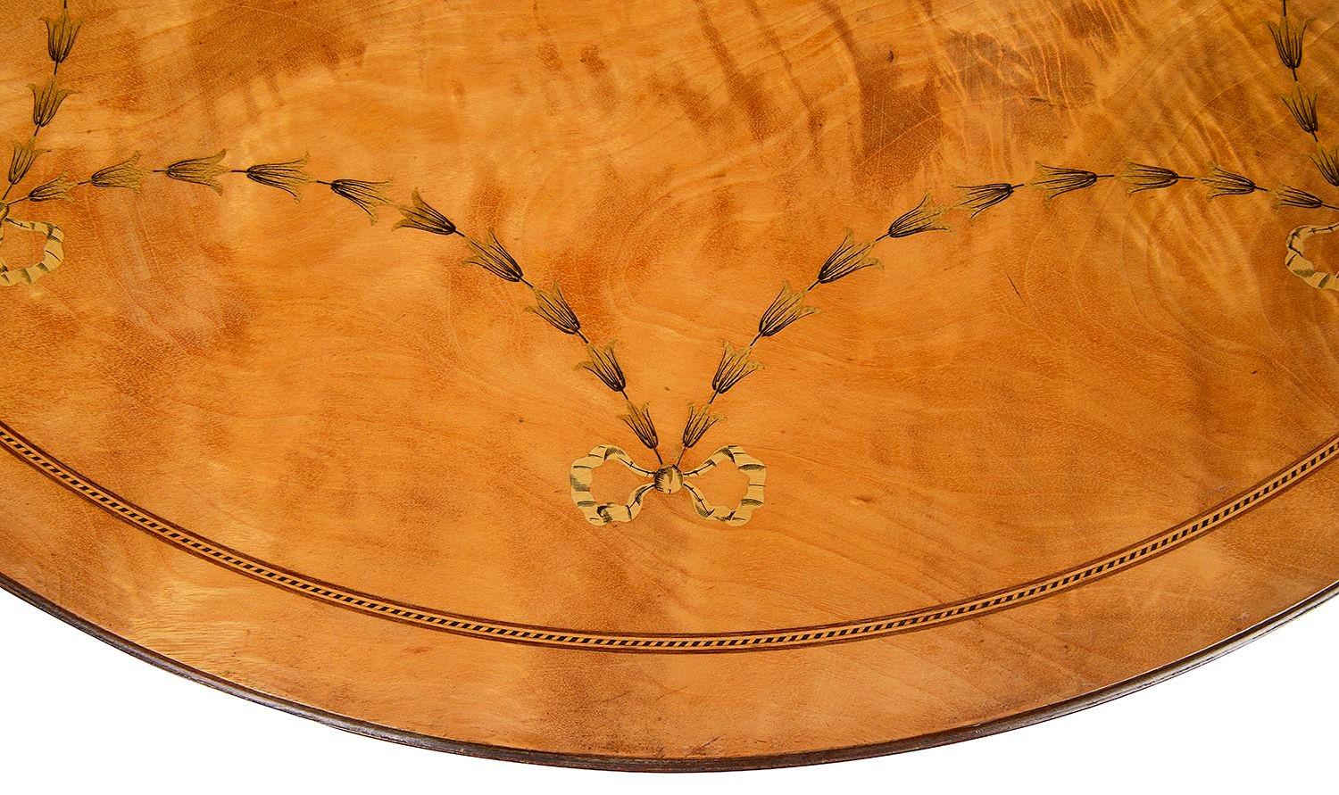 Mahogany Sheraton Revival Satinwood Inlaid Side Table, 19th Century For Sale
