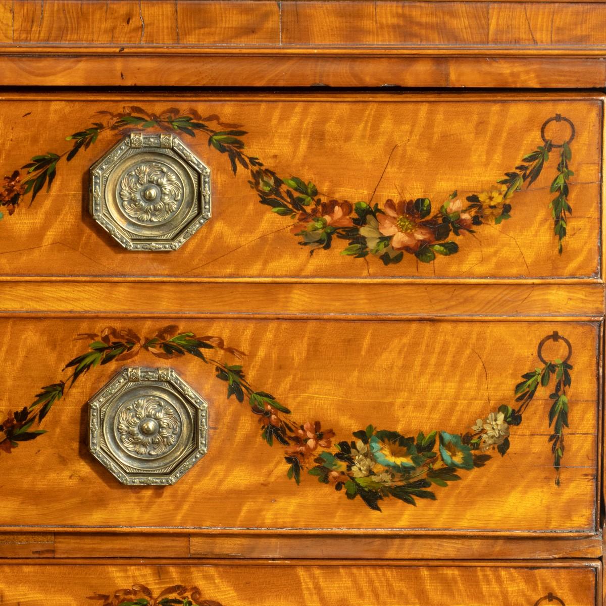 Glass A Sheraton period West Indian satinwood secretaire bookcase For Sale