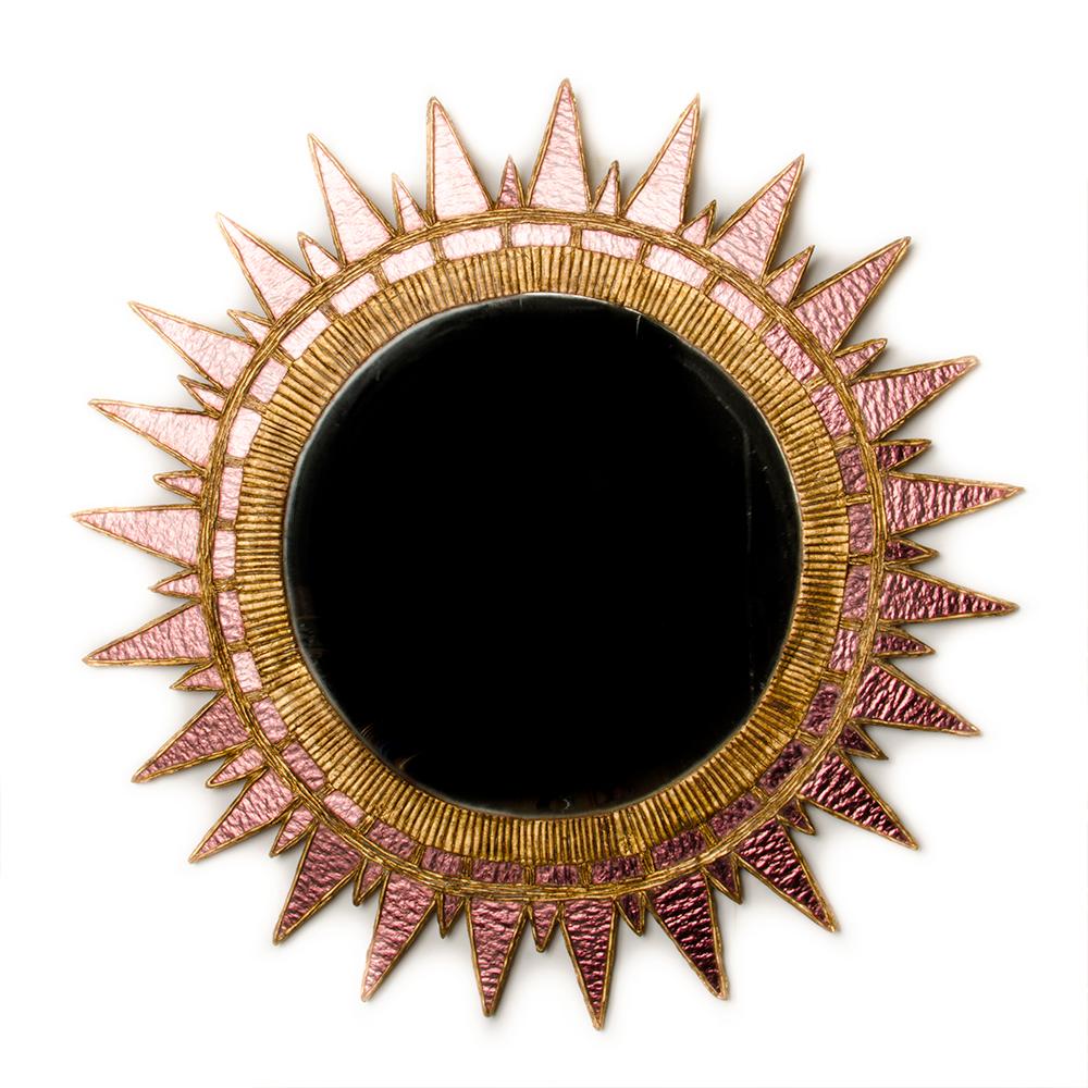 Shimmery Pink Colored Glass Mirror in the Manner of Line Vautrin 4