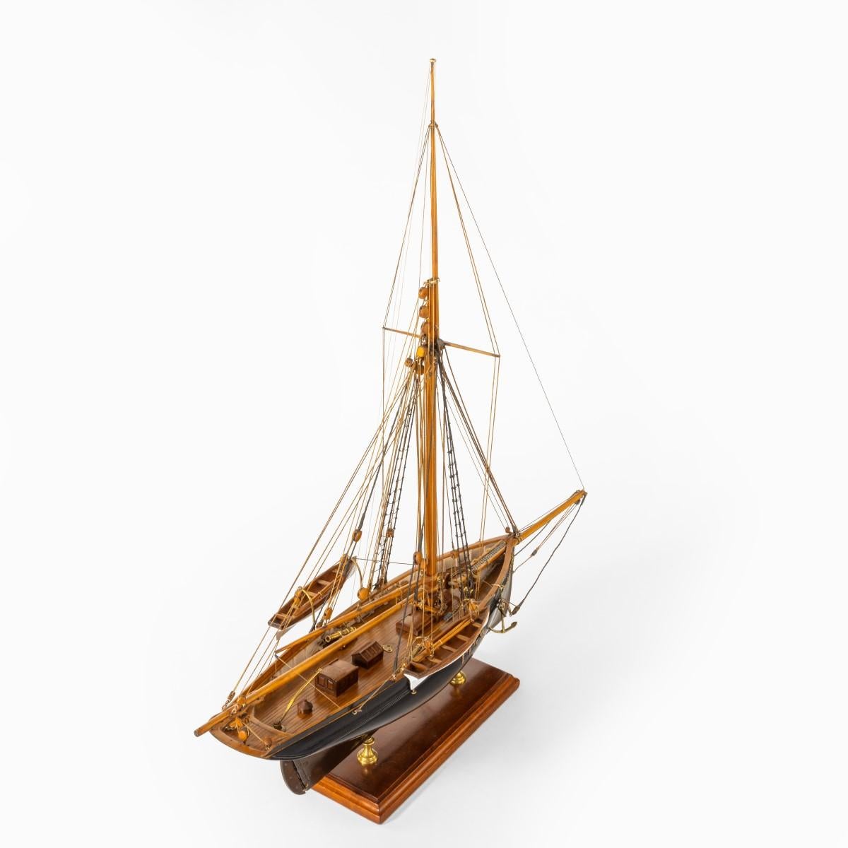Metal Shipyard Model of a Gaff-Rigged Newhaven Smack