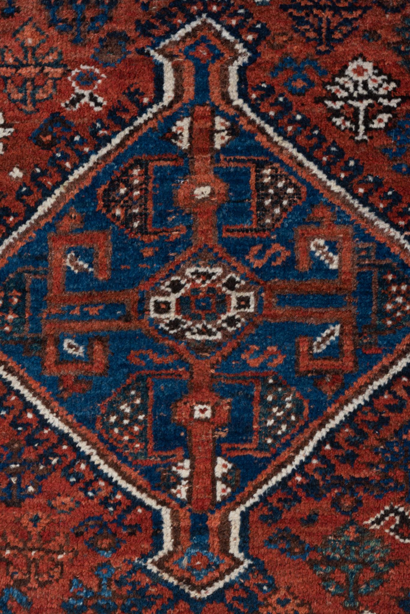 Hand-Knotted A Shiraz Rug circa 1930 For Sale