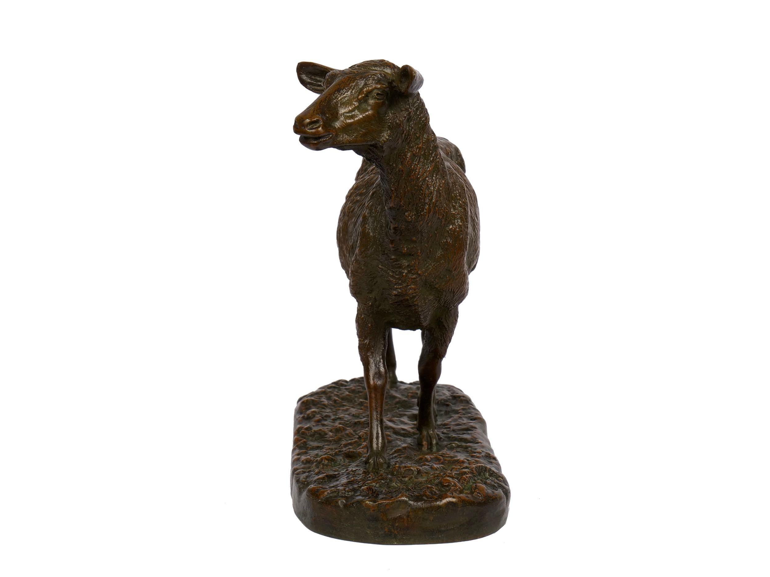 “A Shorn Lamb” French Antique Bronze Sculpture by Pierre-Albert Laplanche In Good Condition In Shippensburg, PA