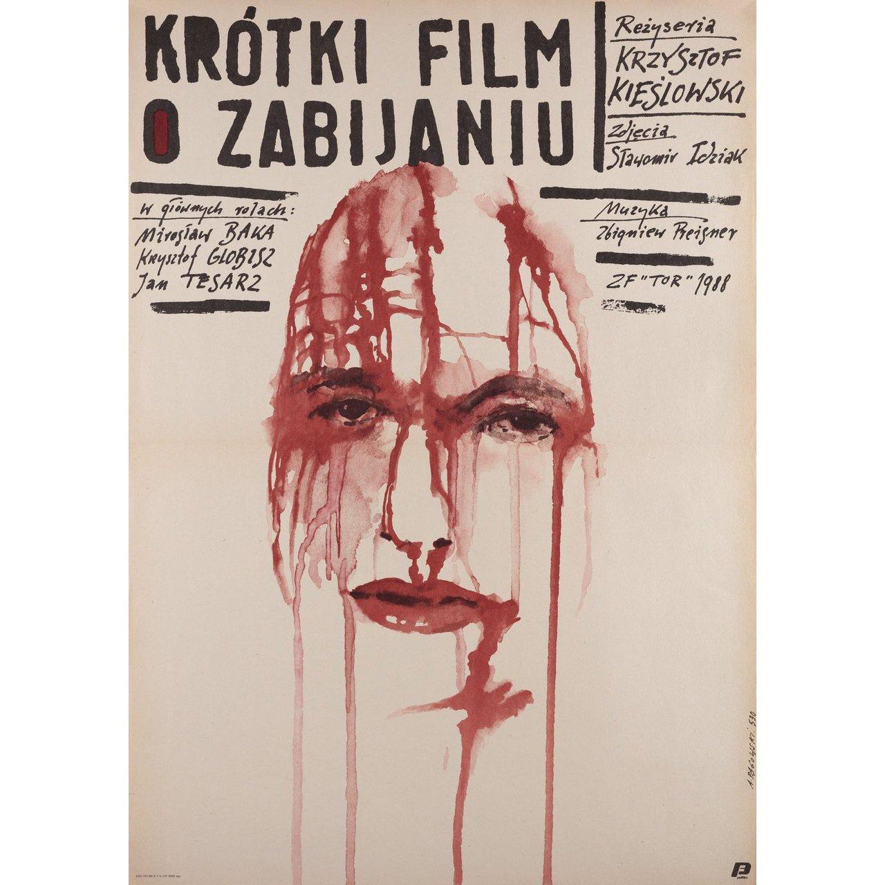 Original 1988 Polish B1 poster by Andrzej Pagowski for the film A Short Film About Killing (Krotki film o zabijaniu) directed by Krzysztof Kieslowski with Miroslaw Baka / Krzysztof Globisz / Jan Tesarz / Zbigniew Zapasiewicz. Very Good-Fine