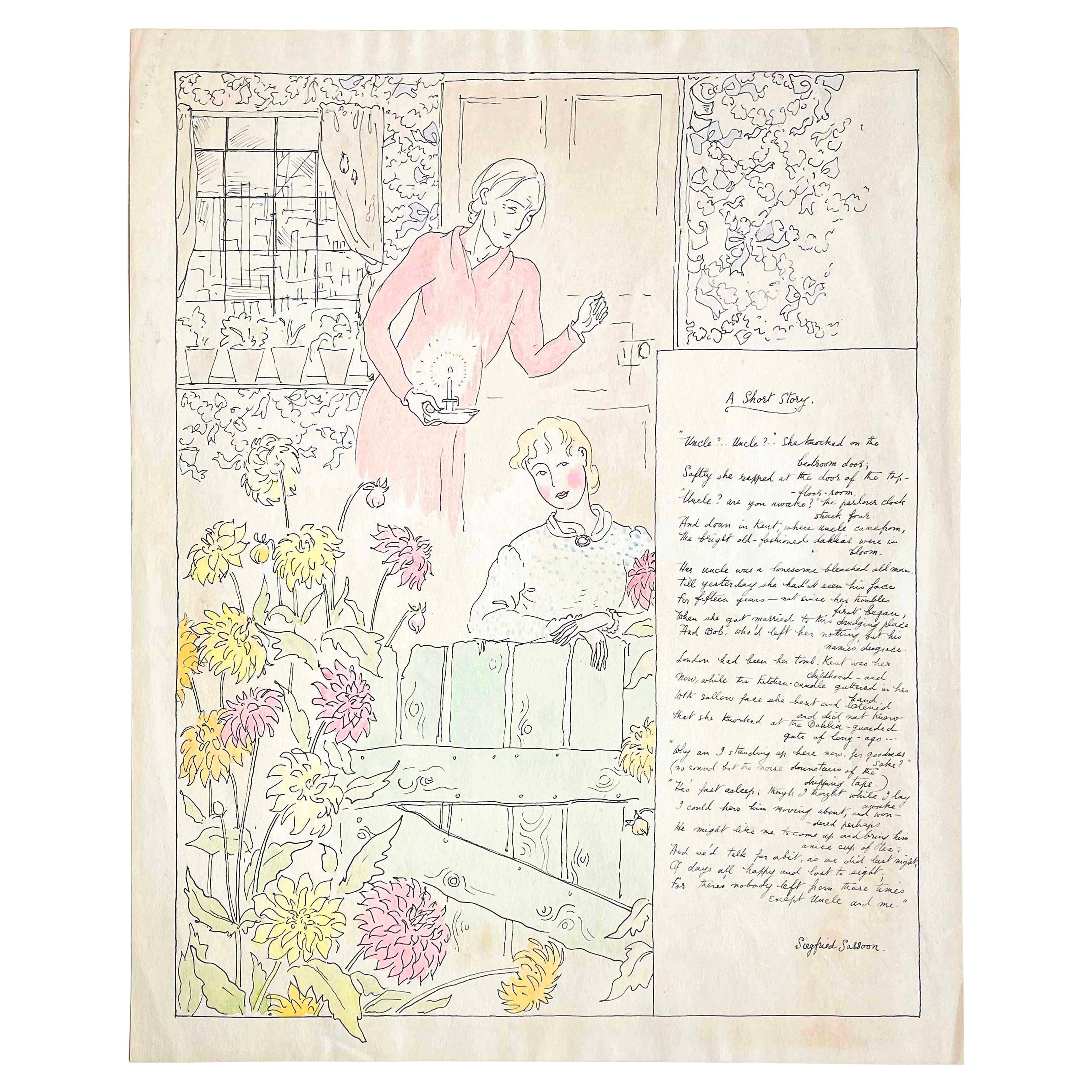 "A Short Story", Important Painting & Poem, Stephen Tennant & Siegfried Sassoon For Sale