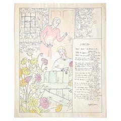 Antique "A Short Story", Important Painting & Poem, Stephen Tennant & Siegfried Sassoon